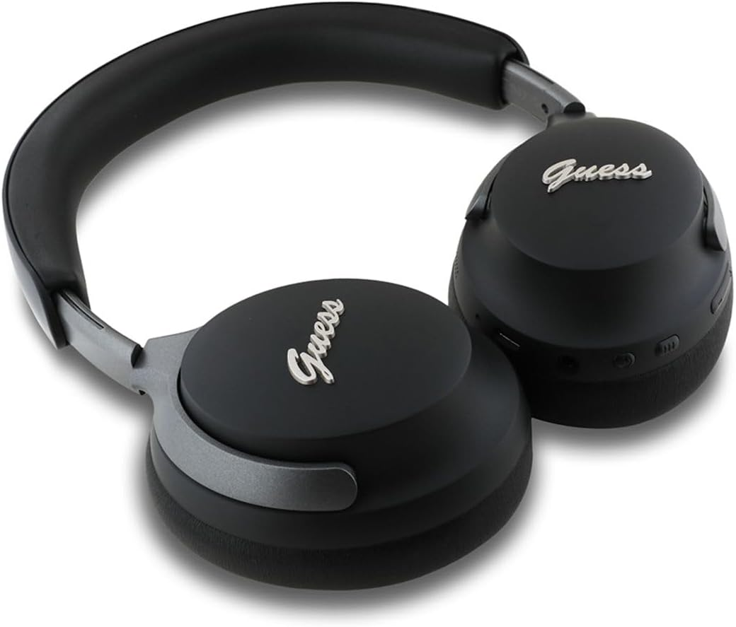 Guess Wireless Headphones with Studio Sound PU Leather Script Logo ANC/ENC (Black)