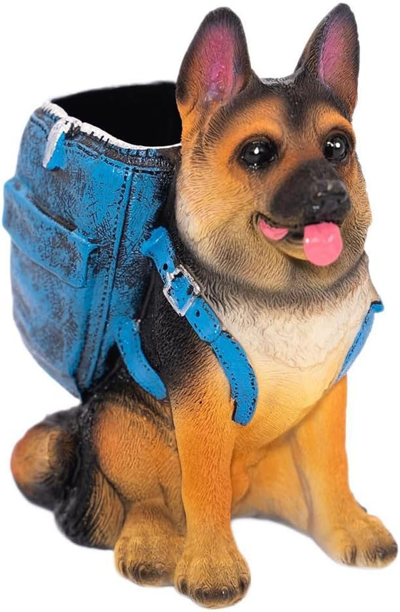German Shepherd Pen Holder,Adorable Dog Pen Holder,Creative Resin Dog Desk Organizer,Desktop Pencil Organizer,For Office, School, Home image number 2