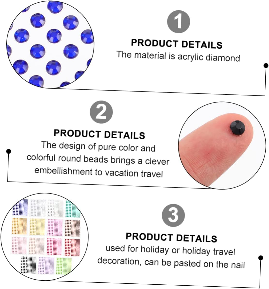 FOYTOKI 15Sheets Nail Glitter Jewelry Stickers Acrylic Shiny Eye Stickers Eye Forehead Face Jewels image number 1