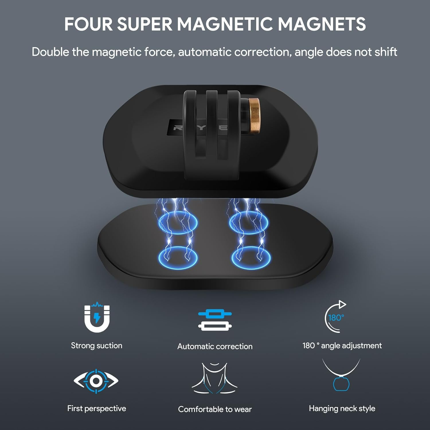 REYGEAK Magnetic Action Camera Mount for Gopro, Adjustable Magnetic Mount Magnetic Chest Mount Compatible with Gopro Hero 11 Black Hero 10/9/8/7/6,DJI Osmo Action 3 image number 6