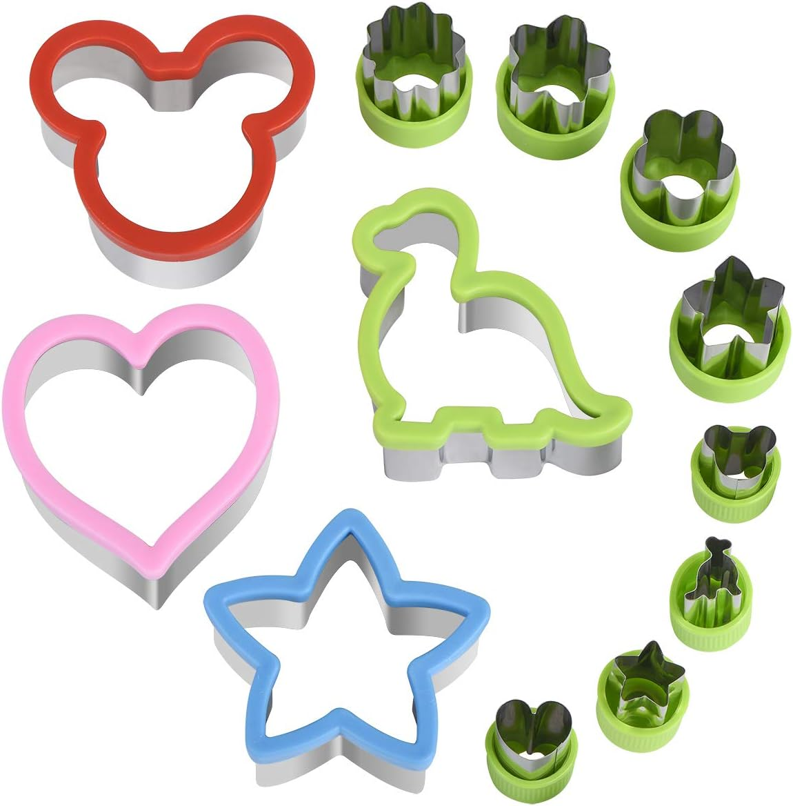 Sandwich Cutters Set for Kids, Mickey Mouse, Dinosaur, Star, Heart Shapes and Mini Vegetable Fruit Cookie Cutters Food Mold for Holiday and Party image number 3