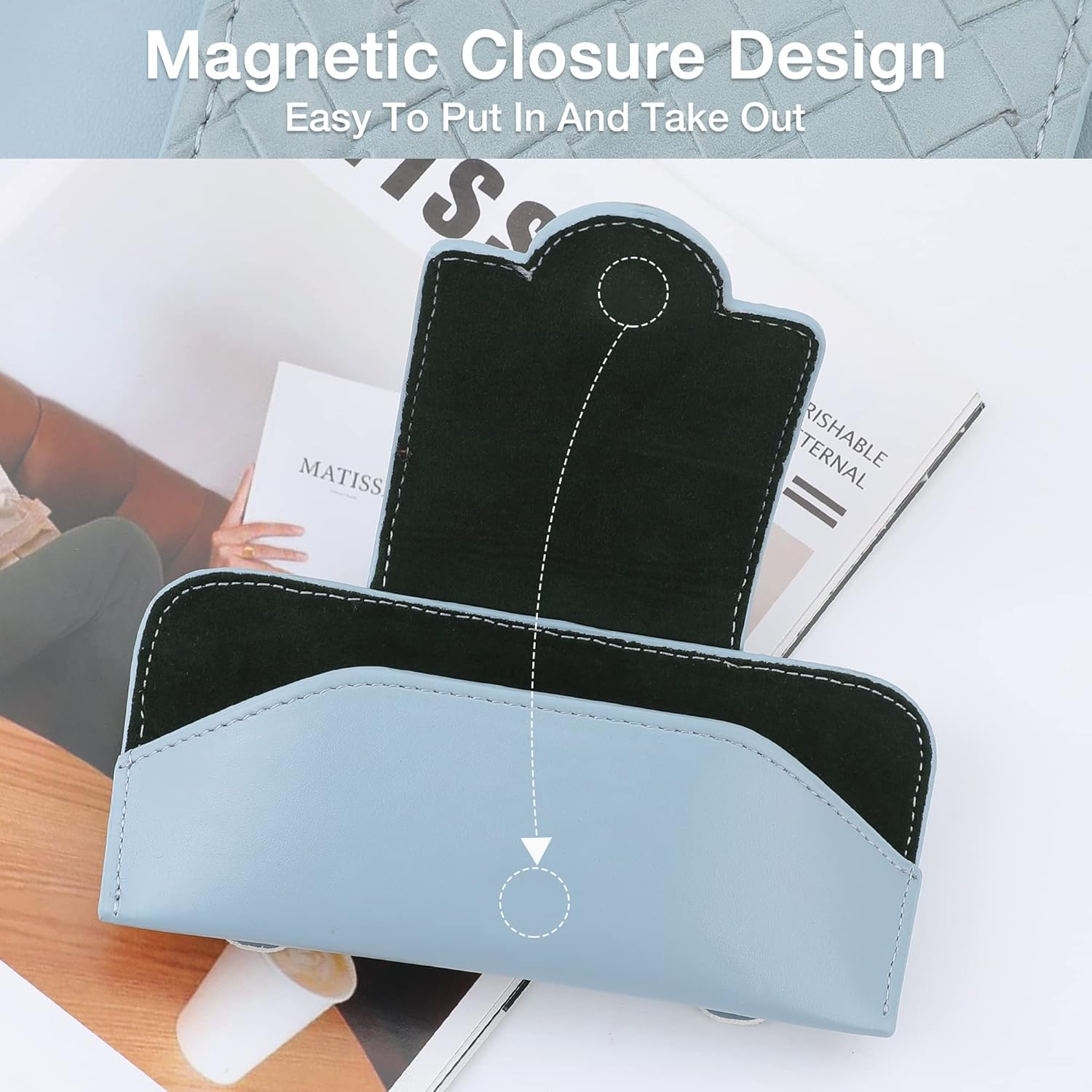 KINIVA Sunglass Holder for Visor - Leather Glasses Case with Clips for Interior Accessories - All Car Models image number 2