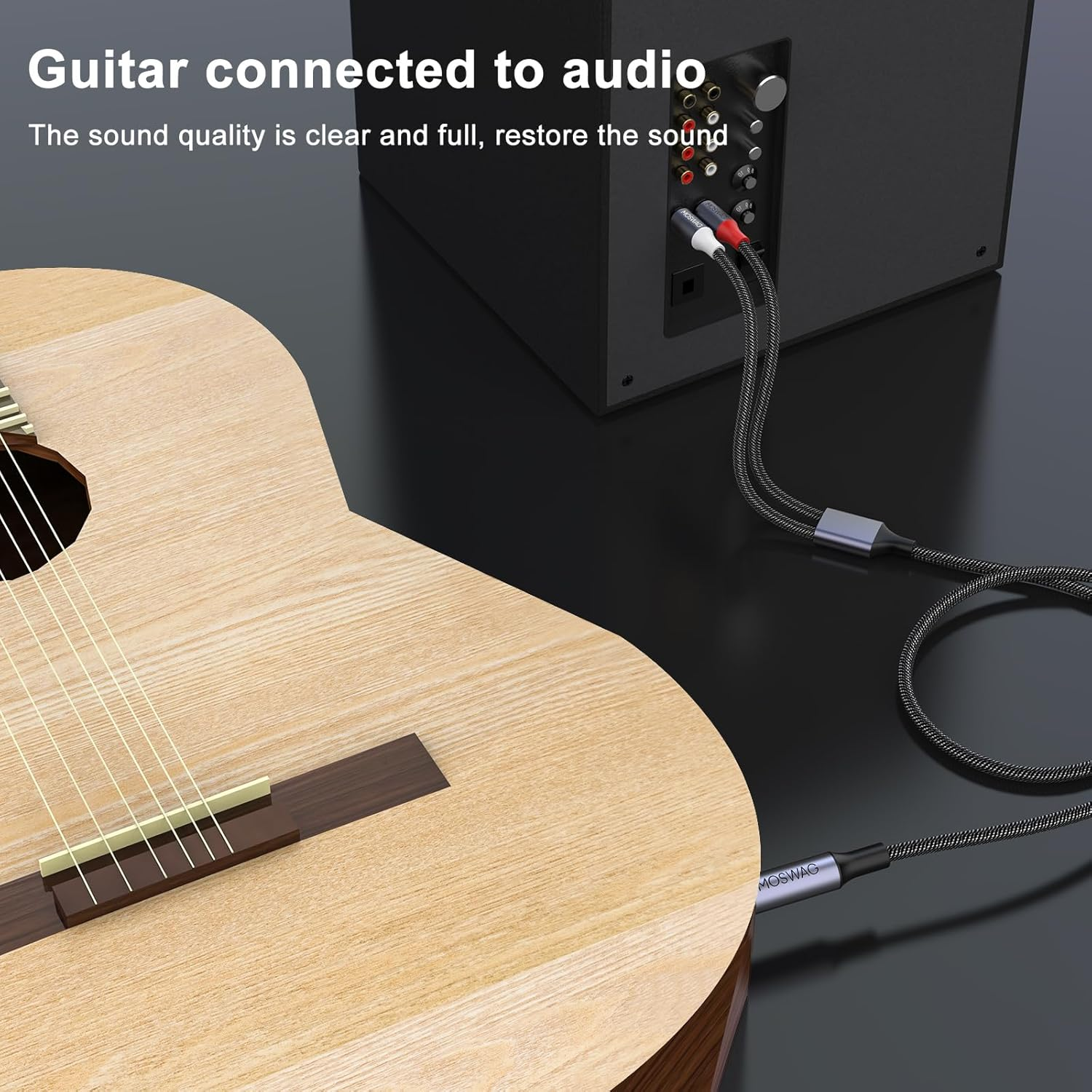 MOSWAG 1/4 to RCA Cable, Quarter Inch TRS to RCA Audio Cable 6.35Mm Stereo Jack to Dual RCA Insert Cable Y Splitter Cable image number 1