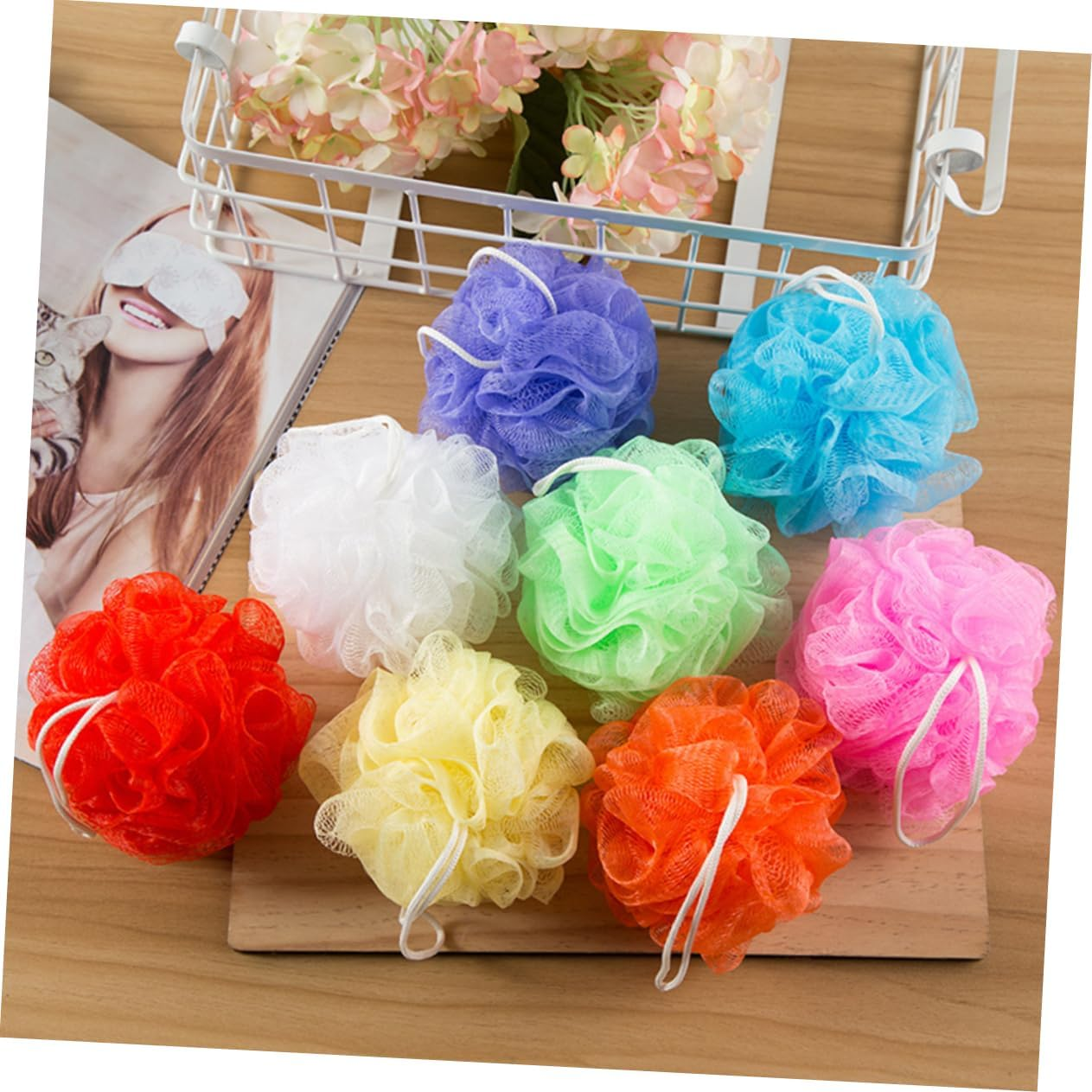 Mikinona 16 Pc Set Bath Ball Shower Ball Mesh Nets Gentle Body Scrubber Skin Care image number 5