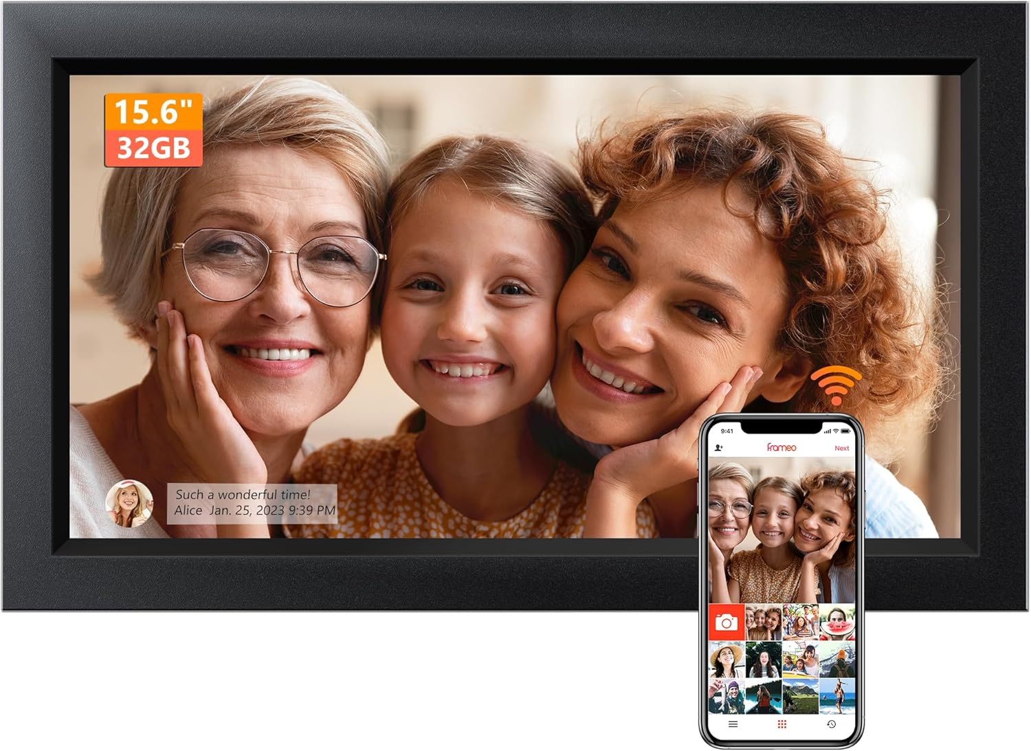 Digital Photo Frame Wifi, 15.6 Inch Smart Cloud Digital Picture Frame with IPS LCD Touch Screen Display, 32GB Storage, Share Photos or Videos from Anywhere Anytime image number 4