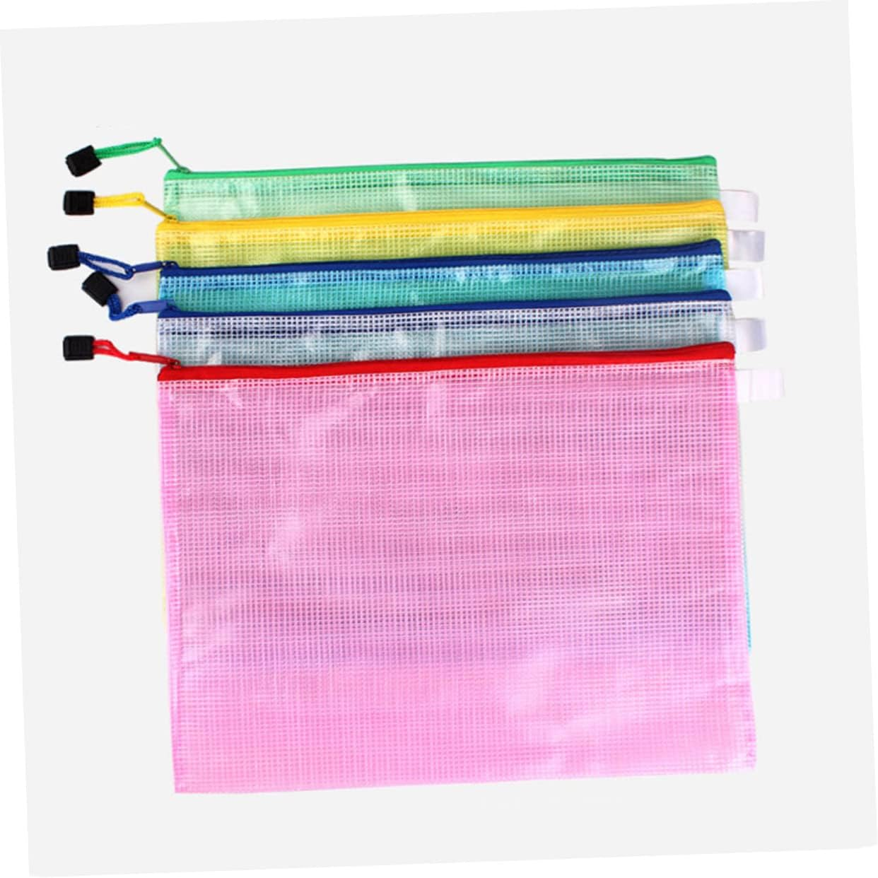 HOODANCOS 5Pcs File Pockets PVC Plastic Zipper File Bags Documents Organizer Pouch for Bag and Organizer Portable for Document Pouch and Mesh Zipper image number 3