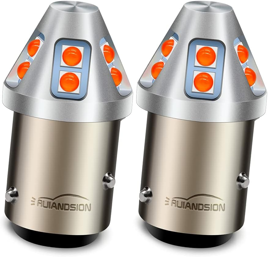 Ruiandsion 2Pcs 7440 7443 LED Bulb Amber T20 Wedge LED Bulbs 12V 3030 10SMD LED Chipsets Replacement for Reverse Turn Signal Lights, Non-Polarity image number 2