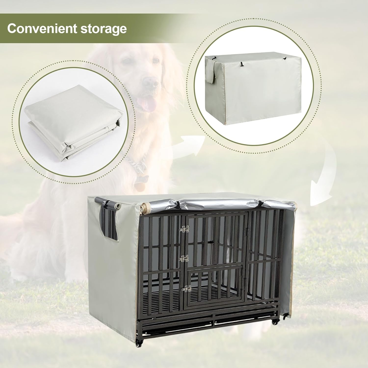 Dog Crate Cover Oxford Cloth Pet Kennel Cover Universal Fit for 36 Inches Wire Dog Crate image number 3