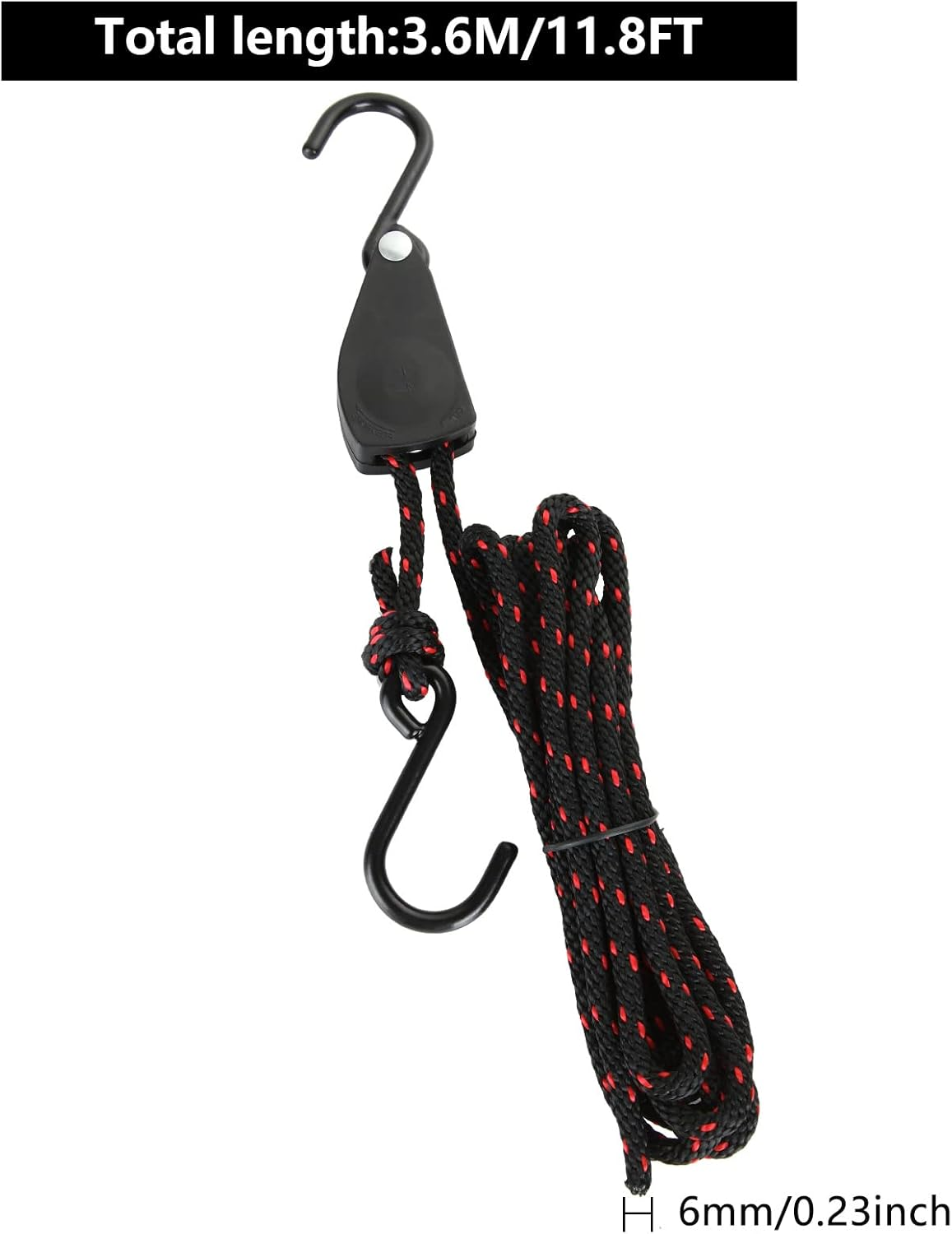 DAJAVE 4 Pack Kayak Rope Tie Downs, 1/4" X 11.8Ft Rope Tie Downs Canoe Bow and Stern Tie down Strap, Heavy Duty Adjustable Rope Clip Tie down Kayak and Canoe Accessories image number 5