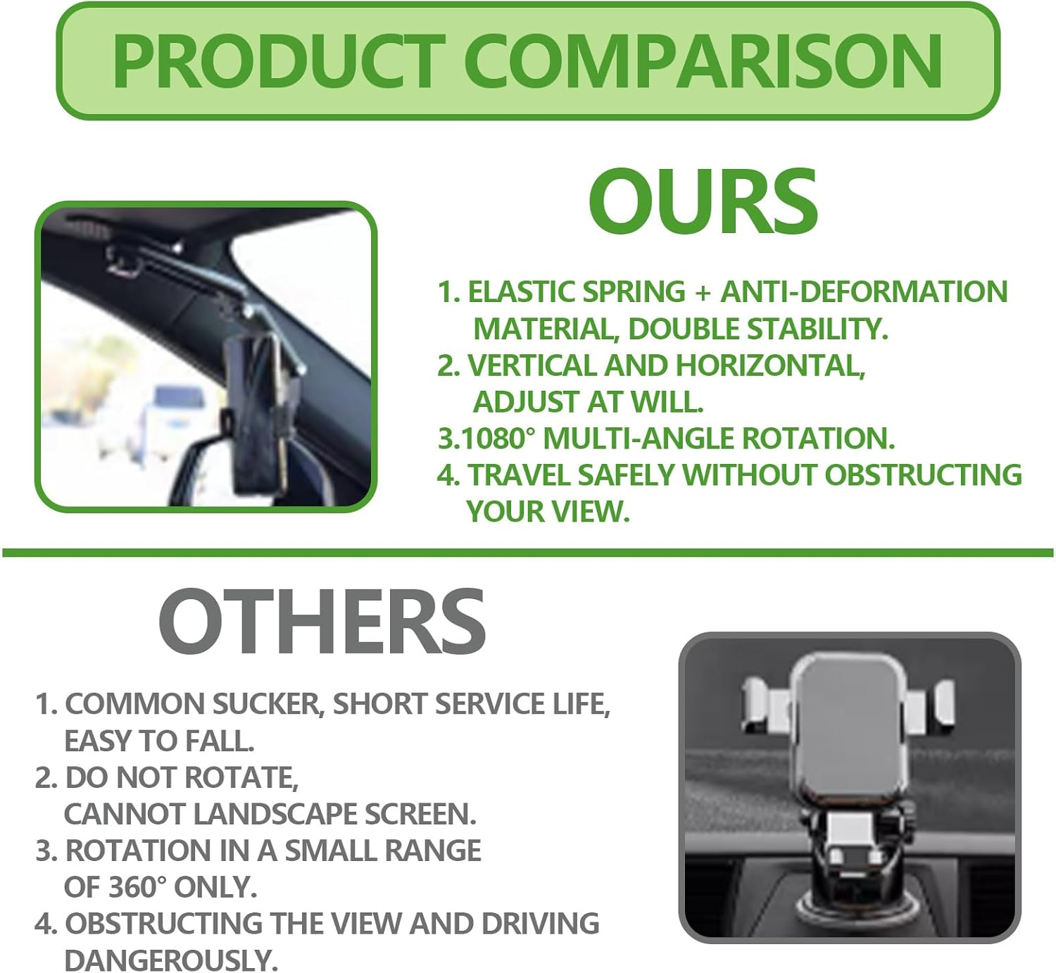 Sun Visor Car Phone Holder, 360&deg; Rearview Phone Holder for Car Sun Visor, Retractable Car Phone Mount Compatible with Iphone/Android/Samsung image number 2