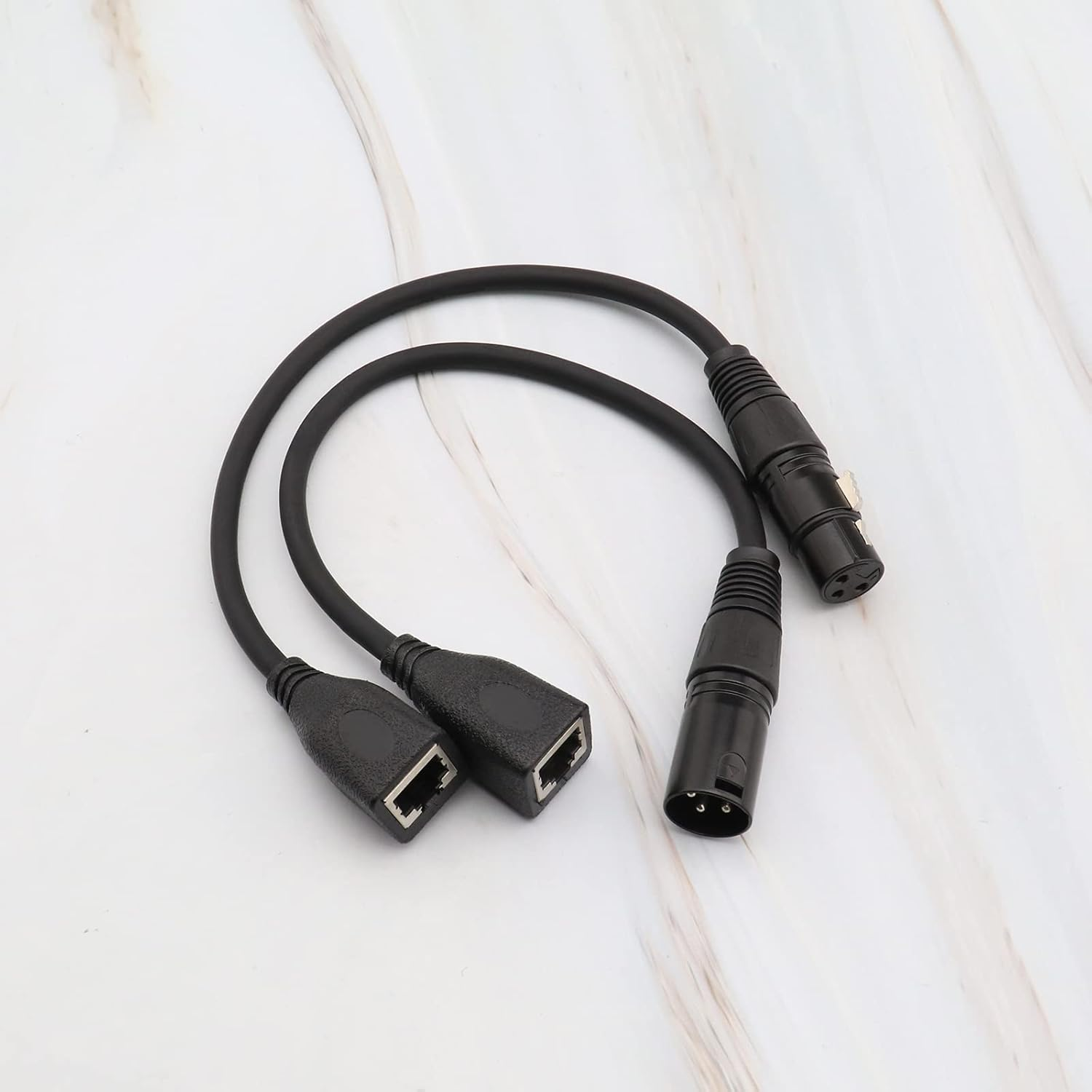 VGOL 2Pcs XLR 3 Pin Female&Male to RJ45 Female Adapter Converter Extension Cable Connector Cord XLR Adapter Cable LED Controller Converter Cable 30CM image number 5