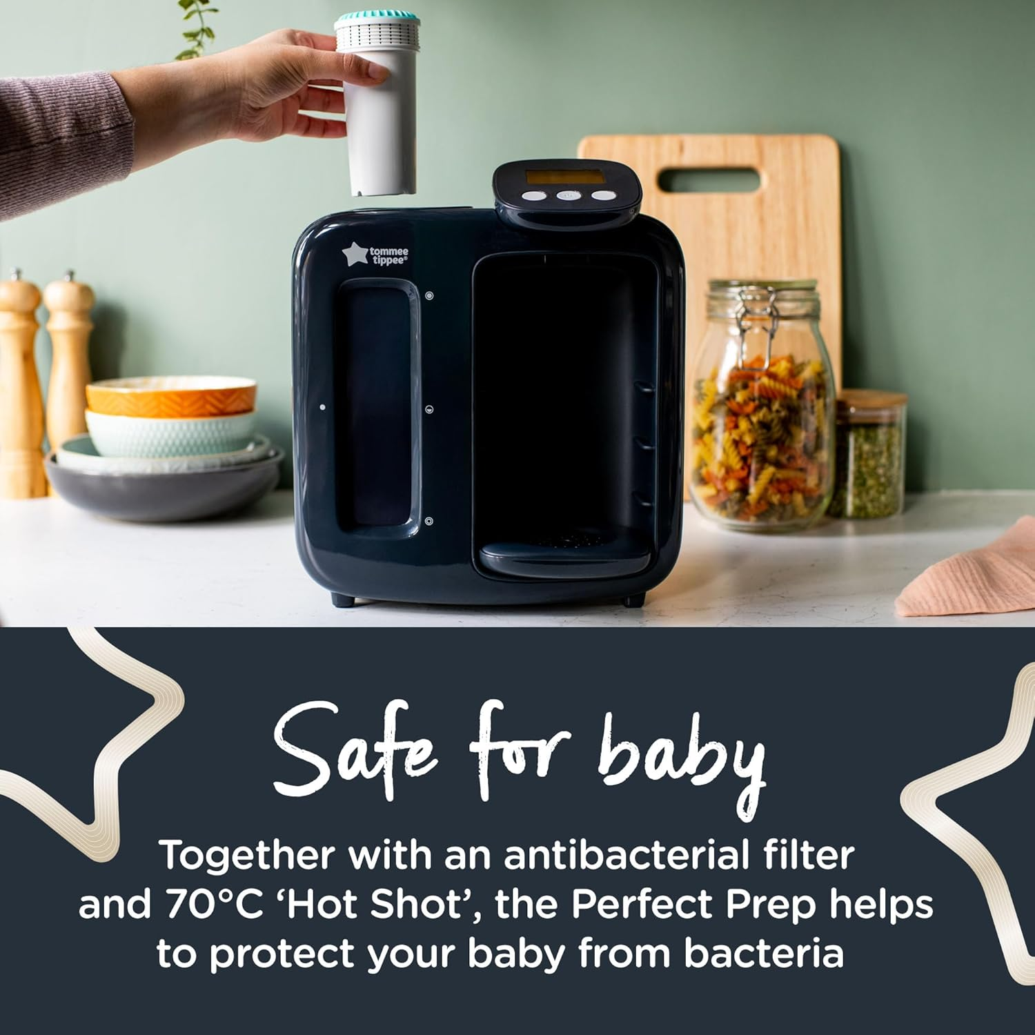 Tommee Tippee Perfect Prep Day and Night Machine Instant and Fast Baby Bottle Maker Bundles Includes 2X Antibacterial Filters, Black image number 2