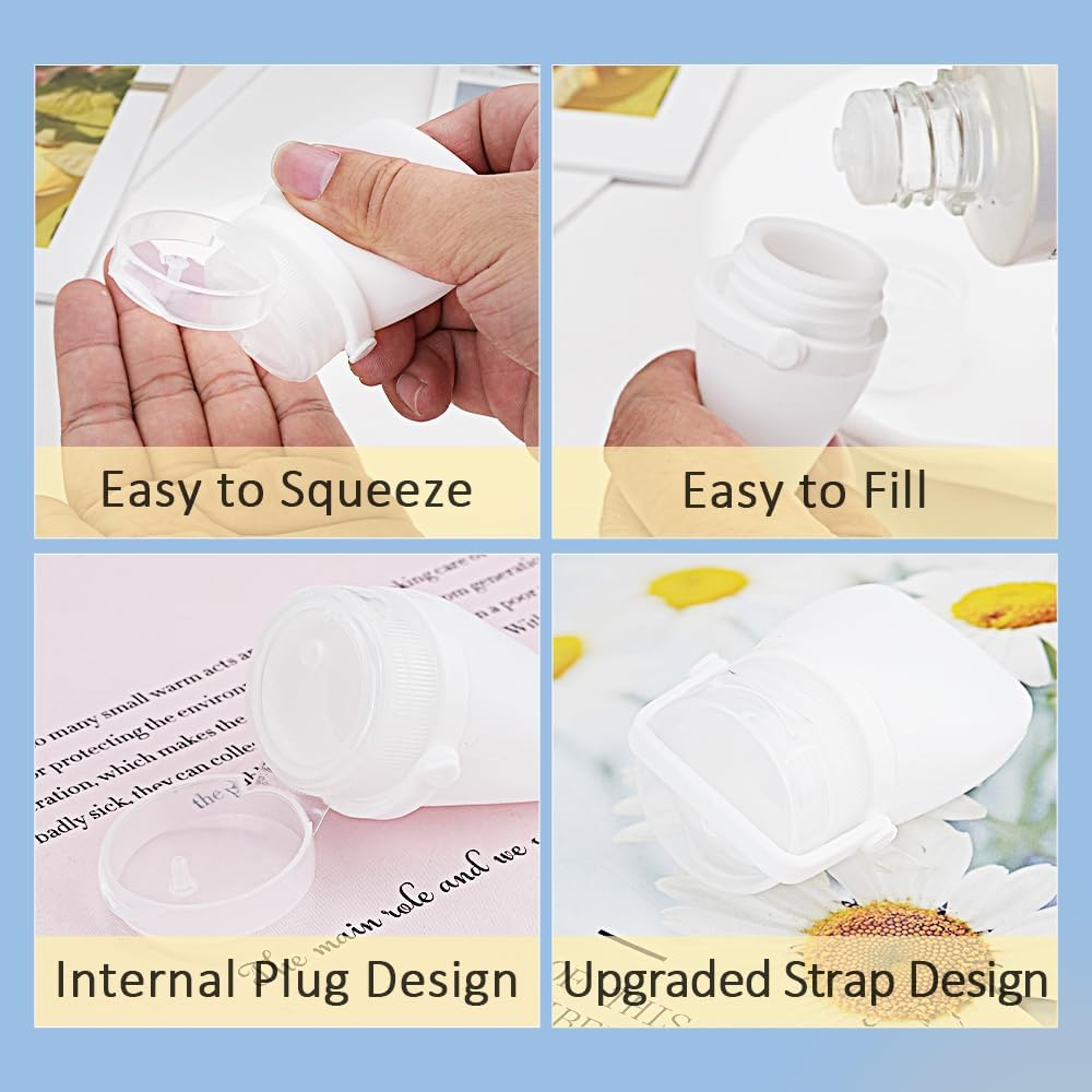 8 Pcs 1 OZ Travel Bottles for Toiletries, Silicone Travel Size Containers with Bag and Stickers, Empty Small Squeeze Bottle, Refillable Leak Proof Lotion Container image number 2