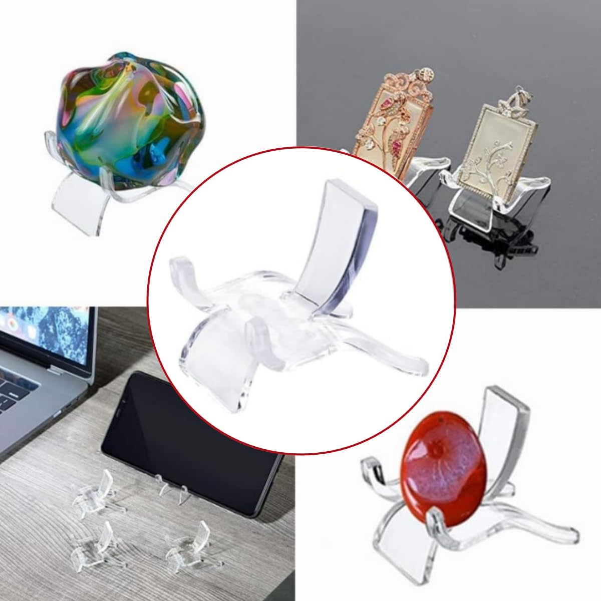 15PCS Rock Display Stands, Acrylic Crystal Rock Stand, Clear Display Stand Stand, Crystal Base, Mineral Agate Fossil Coral Gem Small Collection Clear Rock Display Stand (3 Sizes) image number 1