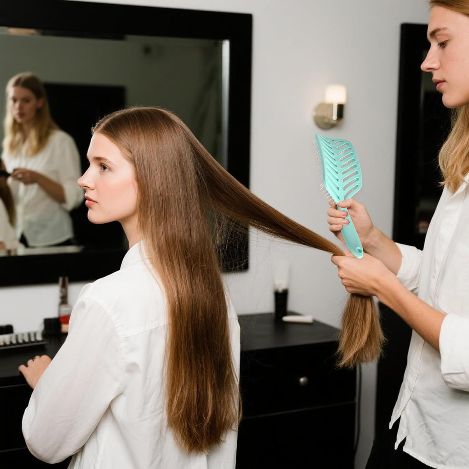 Hairbrush Long Hair, Detangler Brush, Hair Brush without Pulling, Hair Brush, Styling Combs for Women Men, for Curls, Wet, Fine Long Hair, Any Hair Type (Green) image number 3