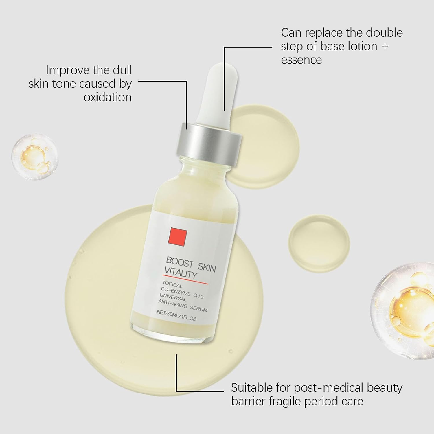 Co-Enzyme Q10 Anti-Aging Face Serum - Antioxidant Powerhouse for Face & Neck, Hydrating, Lightweight, to Reduce Appearance, Firm, Radiant Skin image number 4