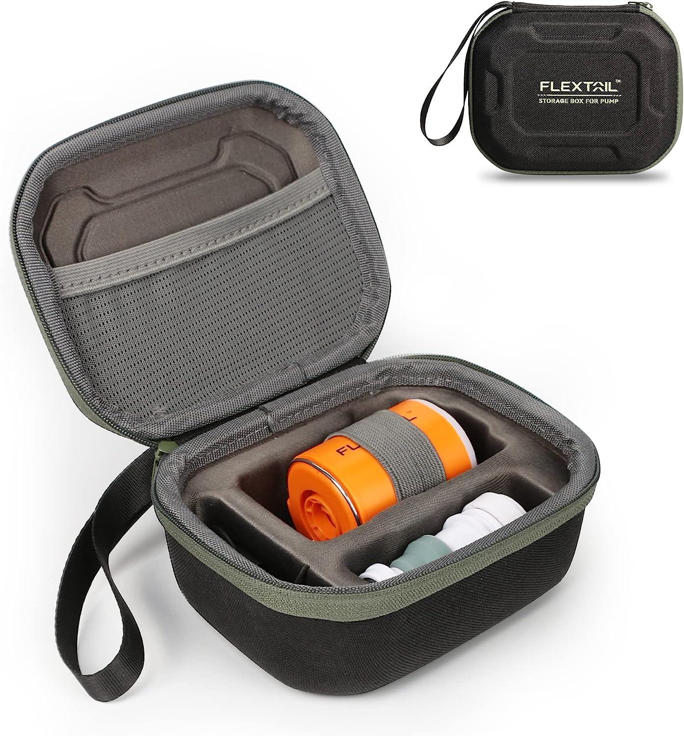FLEXTAILGEAR Portable Air Pump Case, Rigid Polypropylene Material，Compatible with TYX/TY2X/MP2PRO/MP2PLUS, Storage Holder for Nozzle and Charging Cable (Case Only)