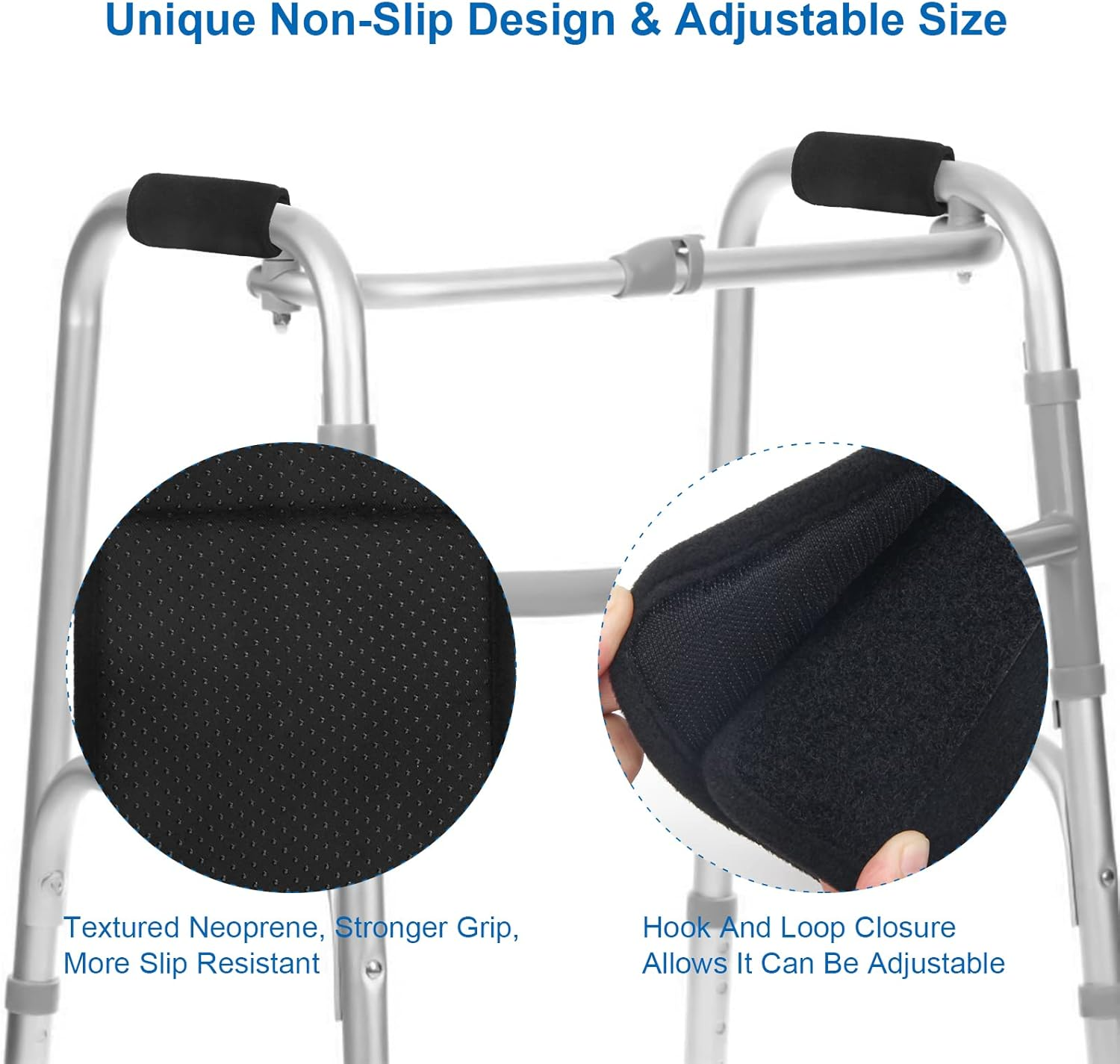 2 Pack Walker Hand Grips Cover, Coldairsoap Walker Cushion Hand Grips for Rolling Wheelchair, Elderly Grippers, Rollator Handle(Purple) image number 5