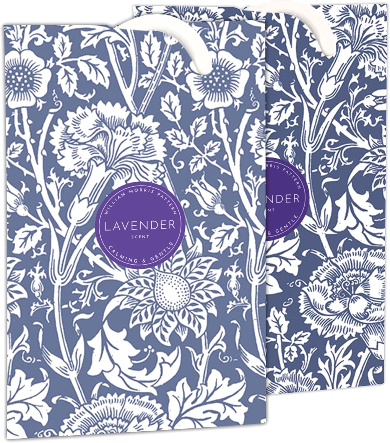 The Master Herbalist LAVENDER Scented Wardrobe Freshener Sachets in a WILLIAM MORRIS Design in BLUE | Pack of 2 image number 2