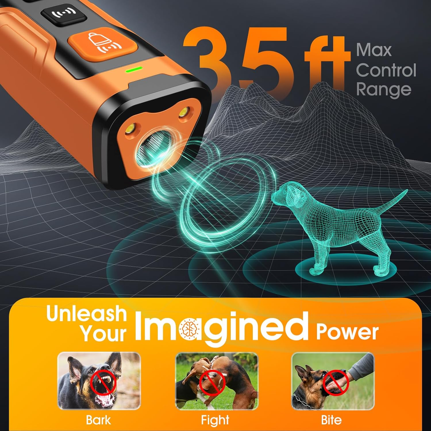 Dog Bark Deterrent Devices for Own or Neighbor'S Dog Ultrasonic Dog Training Device Safe & Effective Portable anti Barking Device for Dogs Indoor Outdoor Use Orange image number 3