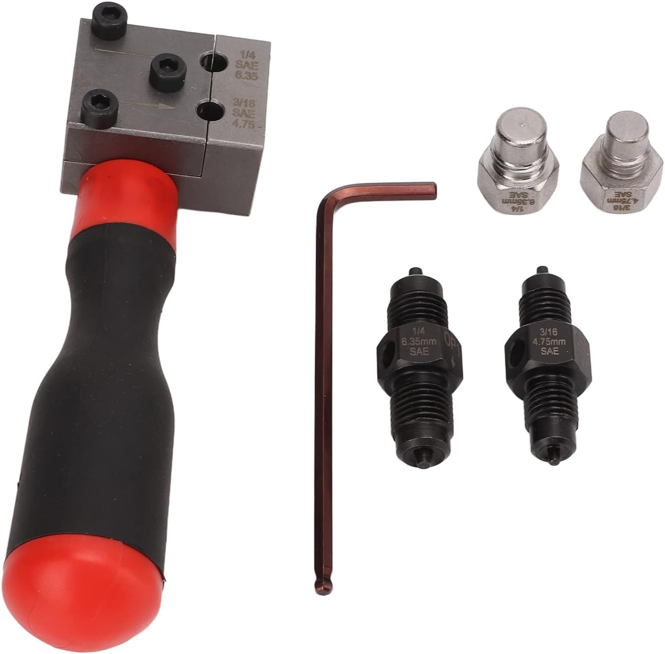 3/16 1/4Inch Brake Line Repair Kit, Inverted Double Flaring Tool, Double & Single Brake Line Flaring Tool Kit with Hard Plastic Case image number 5