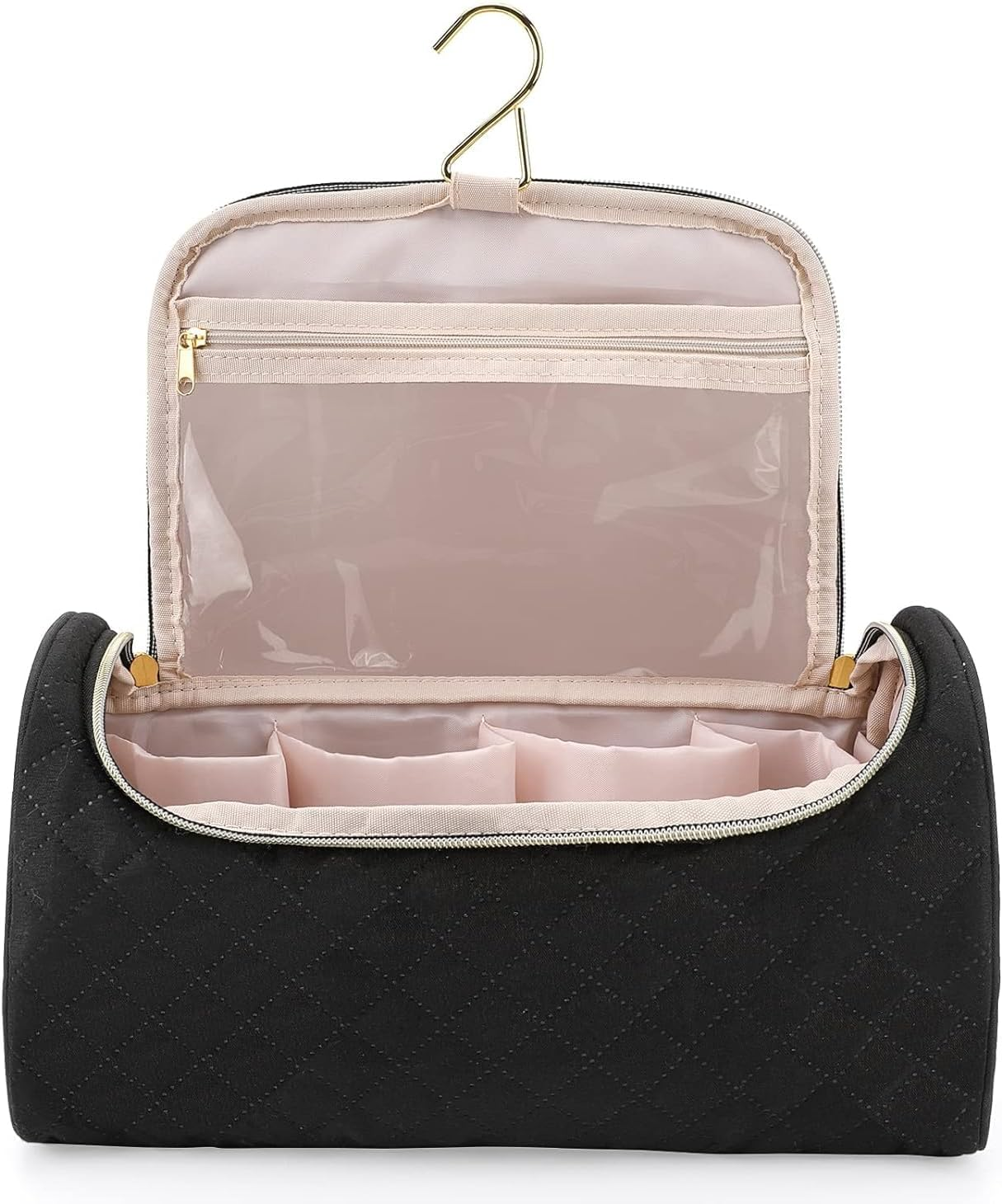 Portable Storage Bag Compatible with Hair Dryer and Attachments, Huggiegems Makeup Bag, Travel Toiletry Bag with Hanging Hook image number 5