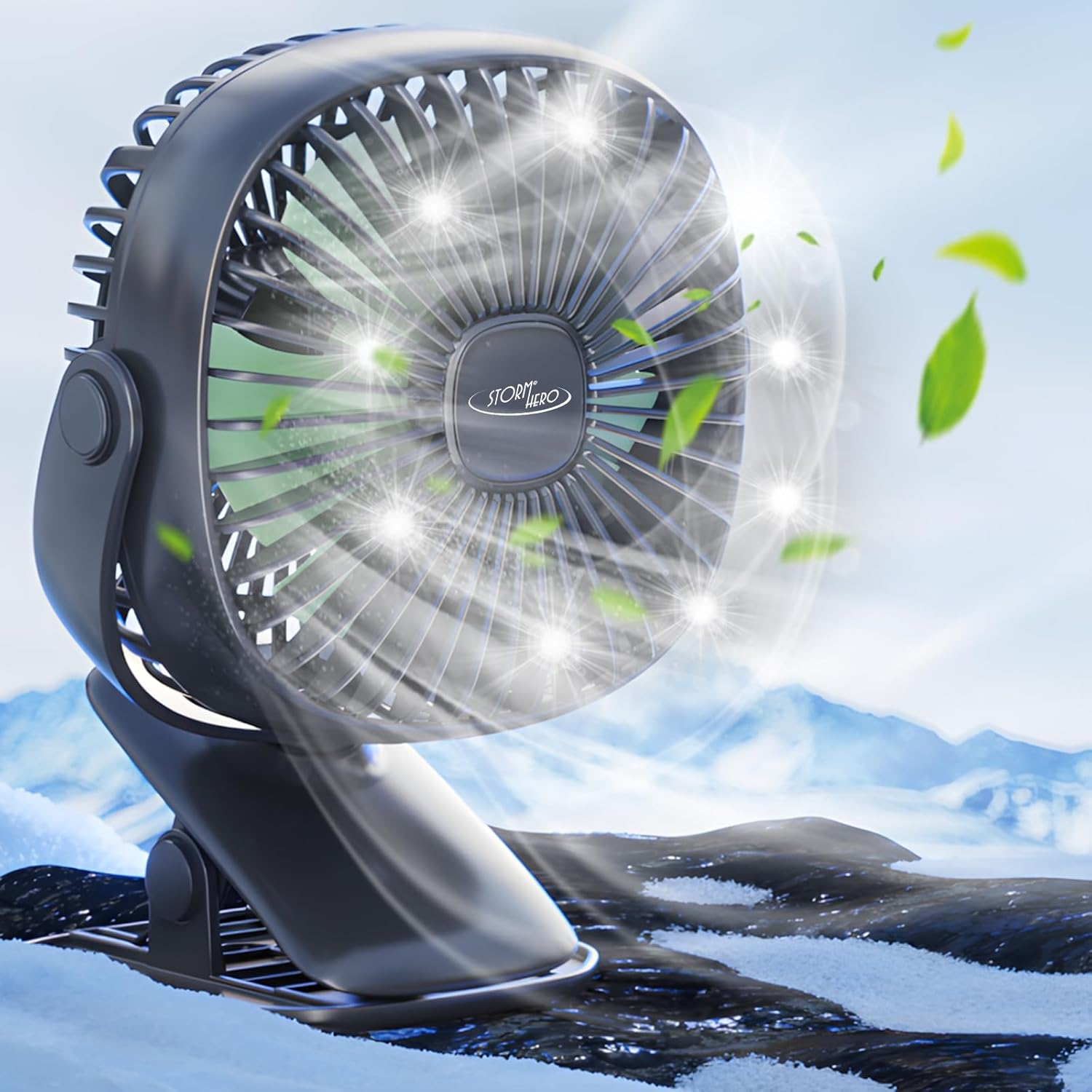 STORMHERO Desk Fan, Clip on Stroller Fan,Rechargeable USB Quiet Personal Fan, Strong Air 3-Speed Portable Fan, Battery Clip Adjustable Fan Bedroom Outdoor Camping Golf Cart Home Office Black image number 3