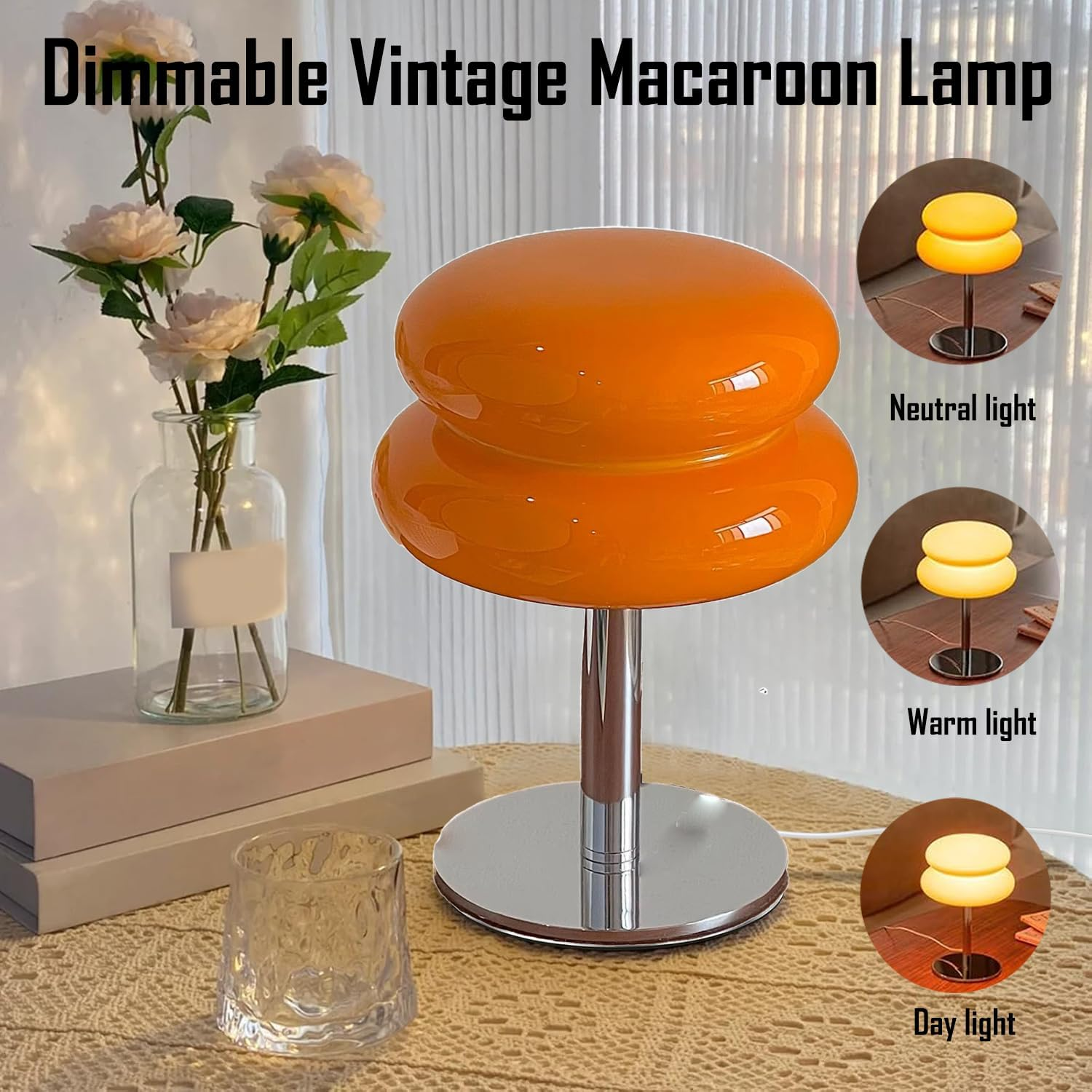Mushroom Lamp for Bedroom, Modern Egg Tart Table Lamp, Mid Century Modern Bedside Nightstand, 3 Color Dimmable Desk Lamp, Home Decor Ambient Lighting Aesthetic Cute Lamps for Living Room image number 2