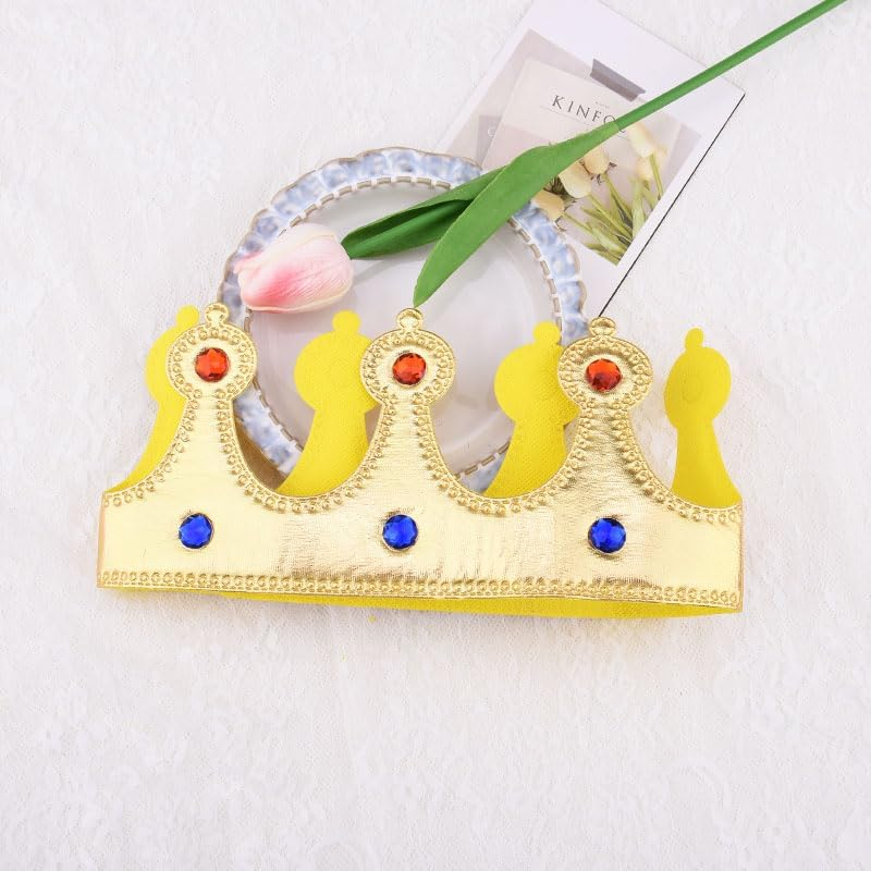 Queen King Crowns Hair Cap Birthday Princess Prince Headband for Girls Boys Halloween Costume Hair Accessories Bday Party Hairband Photo Props for Kids, Gold image number 6
