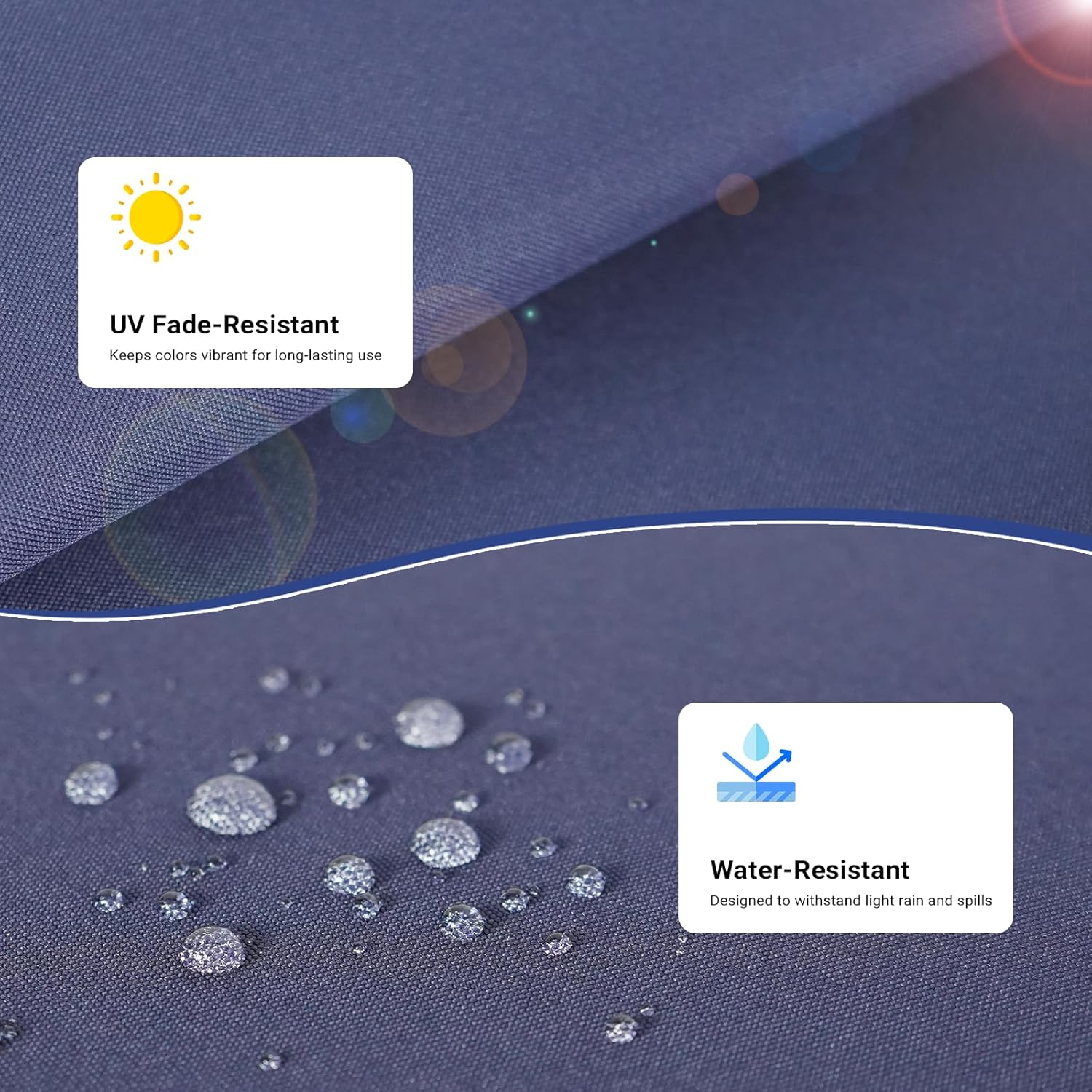 LIWEGHT Patio Chair Cushions 48X48X8Cm Waterproof Seat Cushion for Outdoor Furniture,Fade-Resistant Patio Furniture Replacement Cushions,Waterproof Zipper&Straps Garden Couch Chair Pads, Navy Blue image number 1