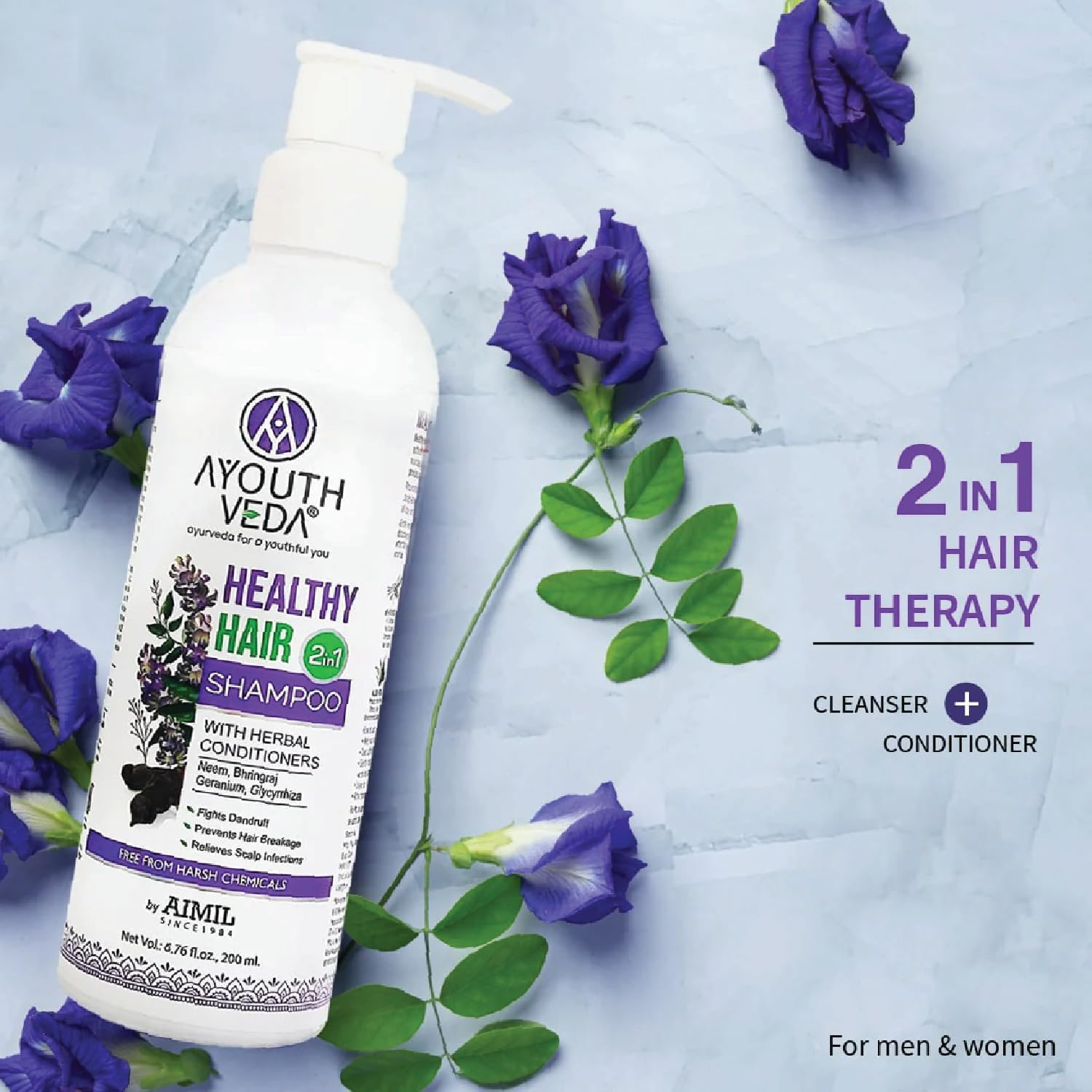 Ayouthveda Healthy Hair Shampoo, Conditioners & Cleansers, Prevents Hair Breakage, Fights Dandruff, Paraben & Sulphate Free, 200 Ml image number 4