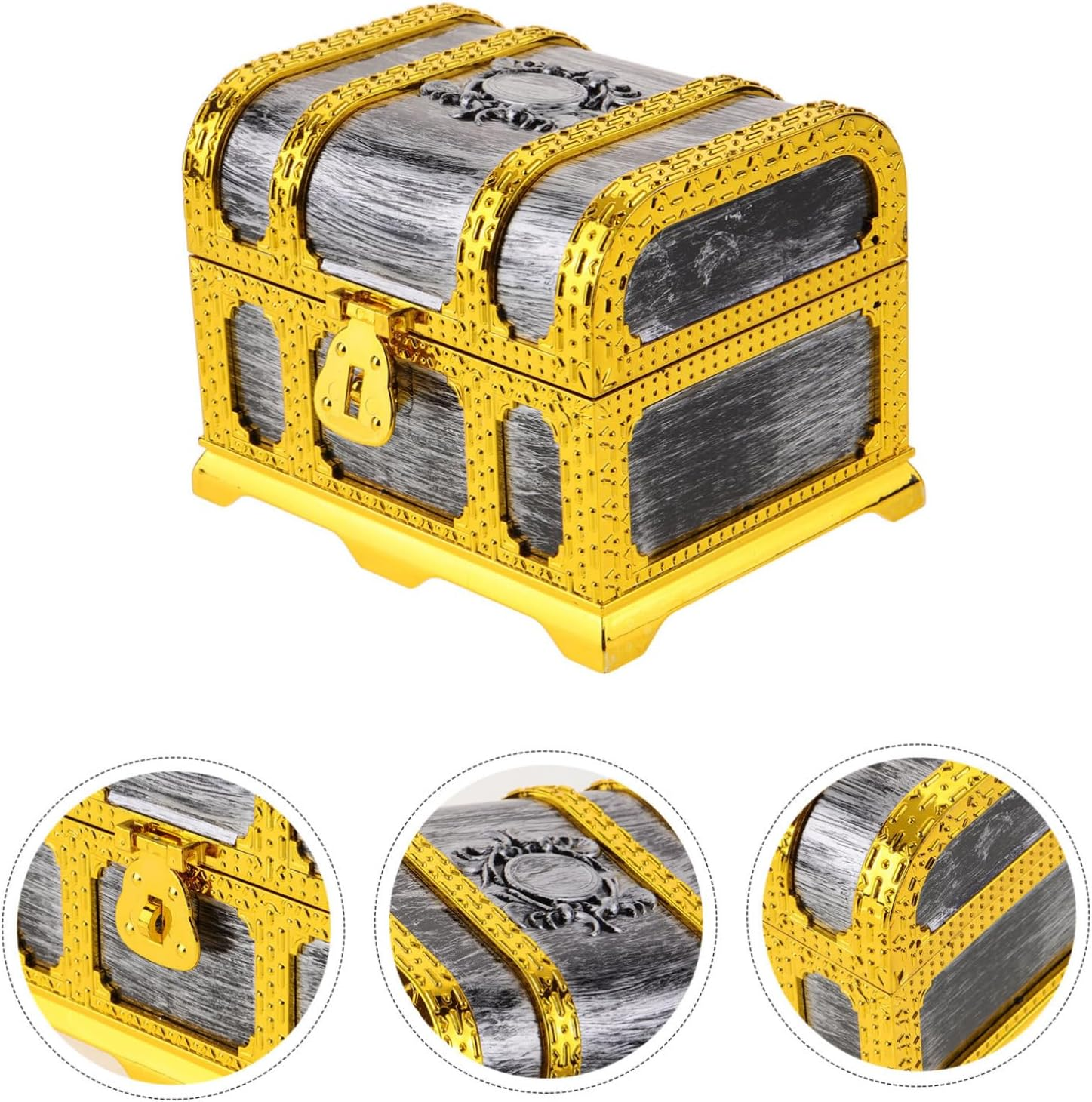 Pirate Treasure Chest Box Toy Small Vintage Chest Lock and Key for Treasure Hunting Games and Creative Playtime image number 5