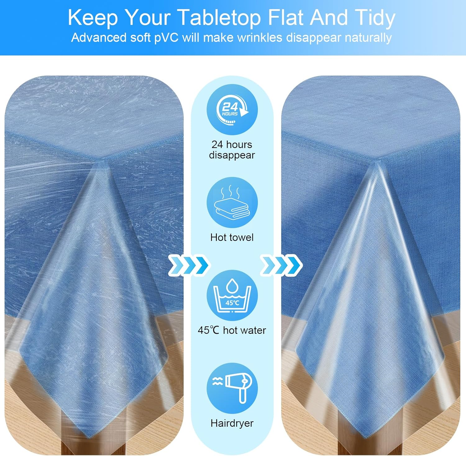 54X84 Inch / 1.37 * 2.13M Clear Vinyl Tablecloth Protector Waterproof/Oil-Proof Rectangle Plastic Transparent Sheet Table Cover image number 5