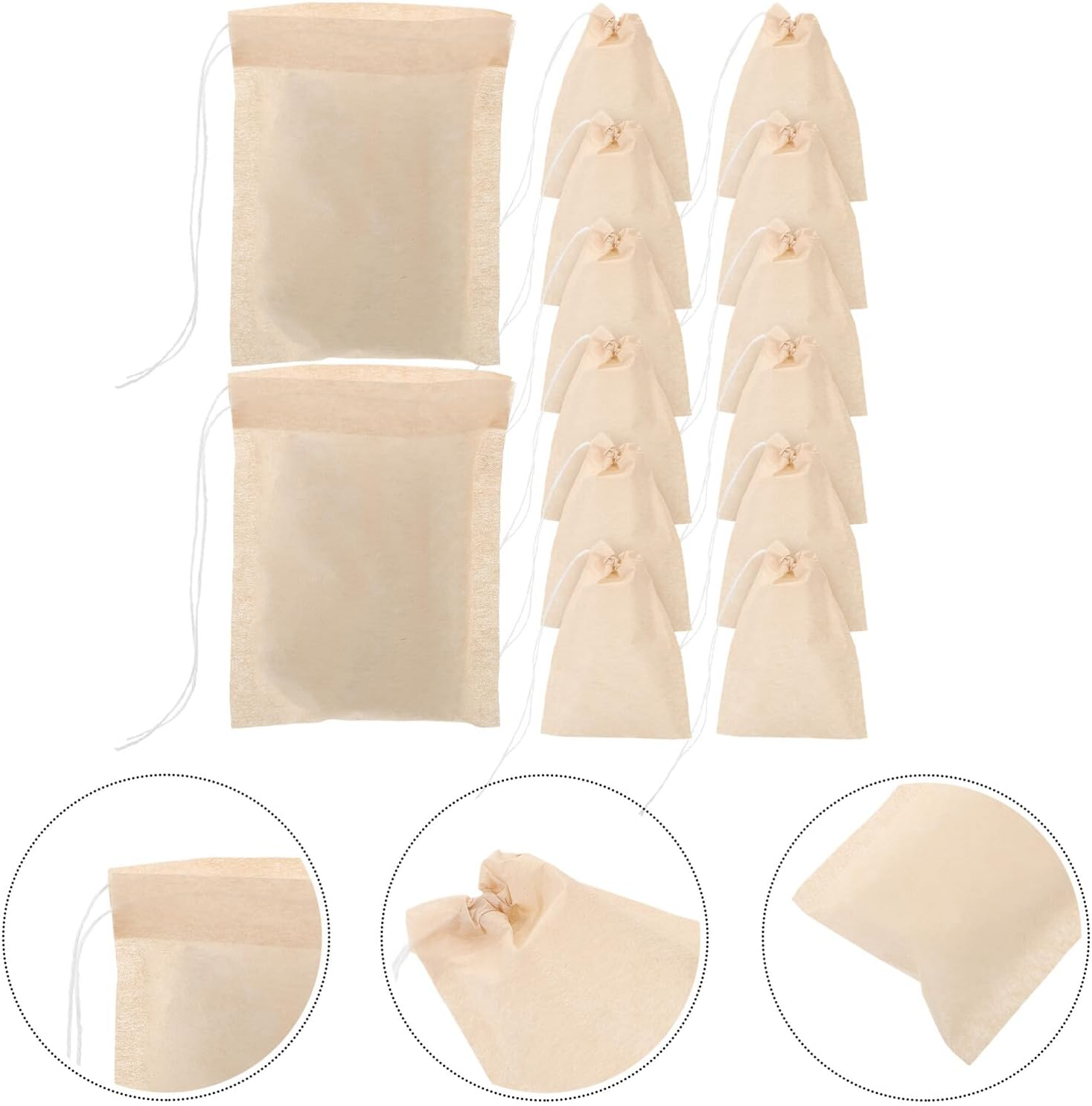 BESPORTBLE 100Pcs Disposable Tea Infuser Bags with Drawstring Natural Unbleached Paper Filter Bags for Loose Tea Coffee Herbal Brewing Fine Filtration Portable and Convenient for Home And image number 2