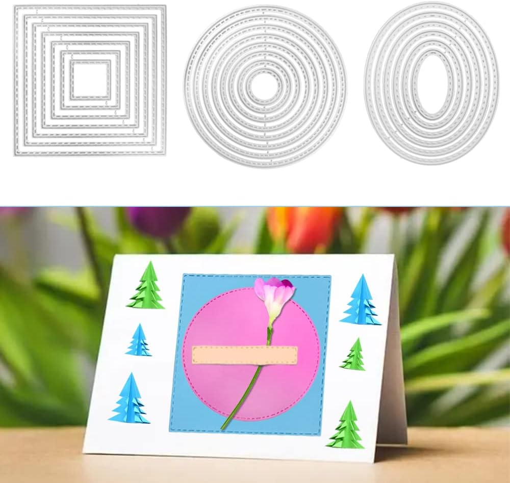 6 Pcs Cutting Dies Stencil Metal Set, SENHAI Different Shapes Dies Cuts Polygon Embossing Tools for Card Making Supplies Album Scrapbooking