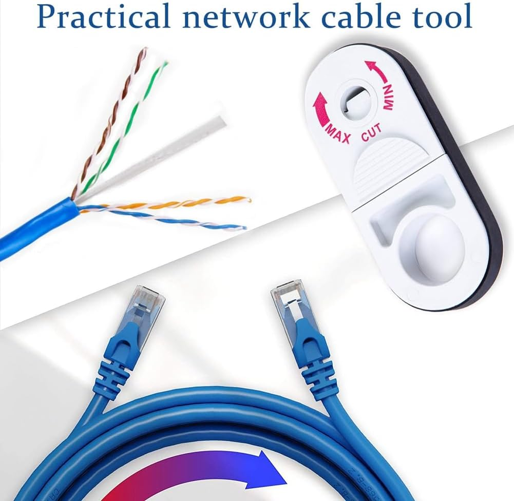 Veumoie Universal Network Wire Stripping Tool for Cat5E, Cat6,Cat7, Cat8 - Coaxial Cable Stripper, Pocket Cable Stripper Tool White image number 2