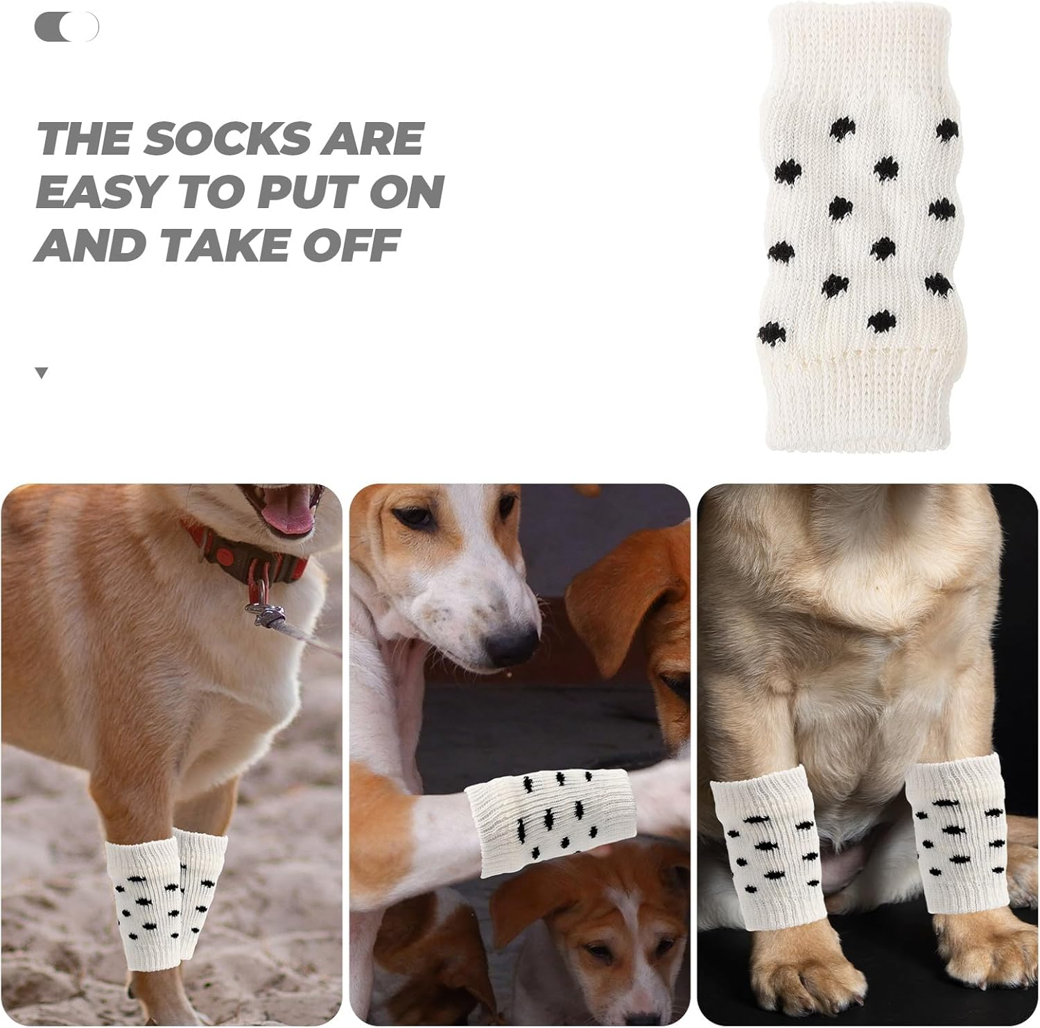Angoily Pack of 4 Pet Socks Warm Socks Puppy Knee Pads Joint Protection for Dogs Leg Protectors for Dogs Leg Sleeves for Pets Dog Leggings Dog Warmer Cotton White Boots image number 2