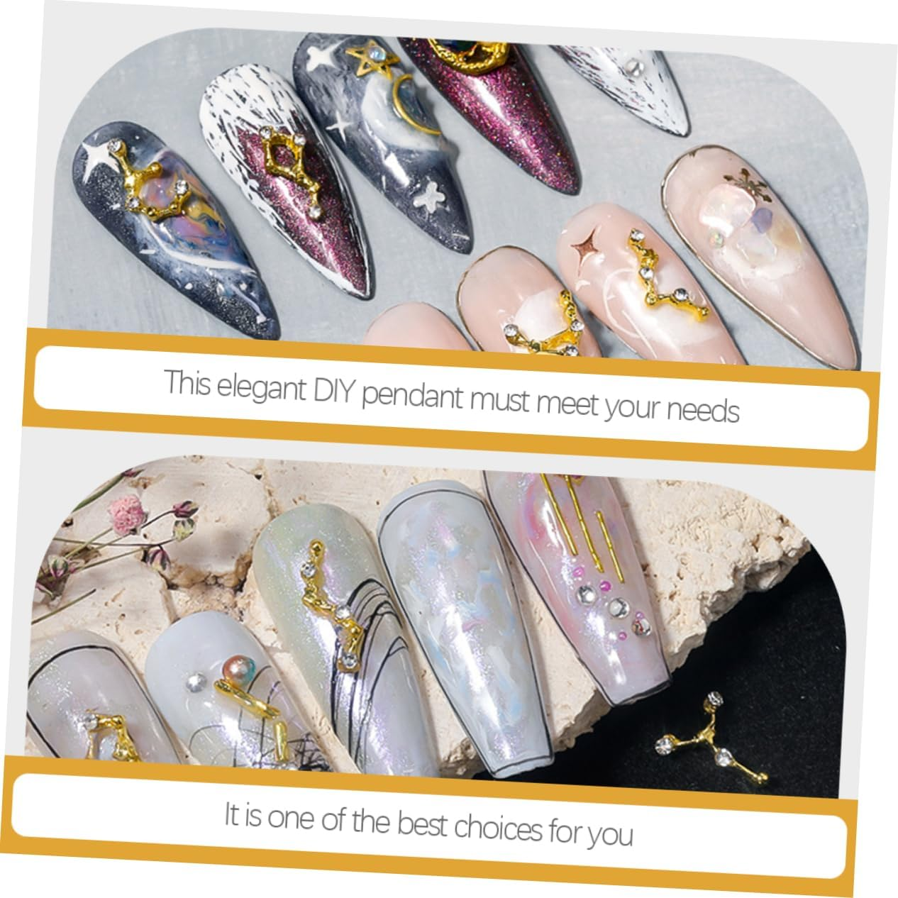 Beatifufu Zodiac Sign Nail Gems Diamond-Encrusted Alloy Nail Stickers Phone Case Decorations