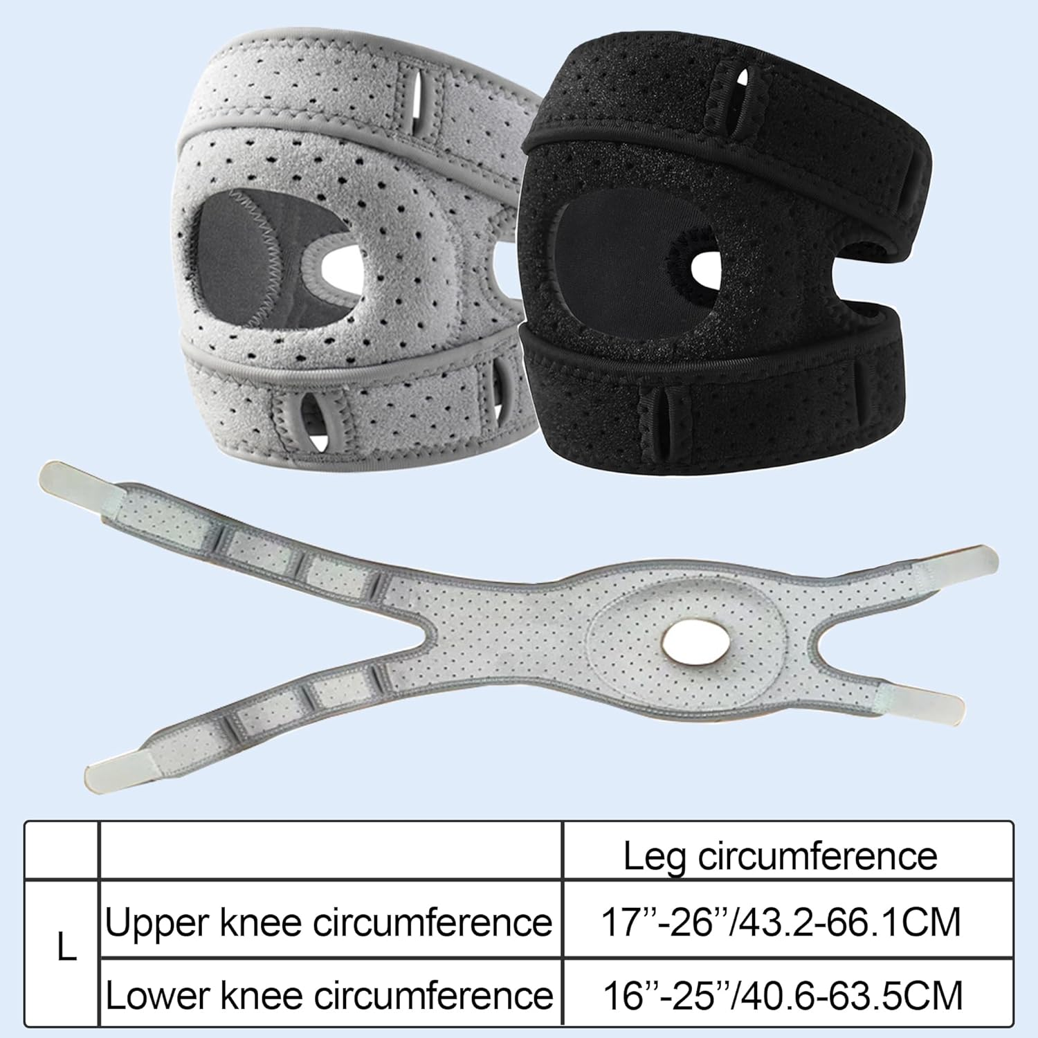 Bestek 2PCS Wellness Knee Brace,Adjustable Patella Tendon Knee Strap Sleeve,Knee Support for Arthritis Pain, Injury Recovery, Running,Workout,Men,Women-Black image number 3