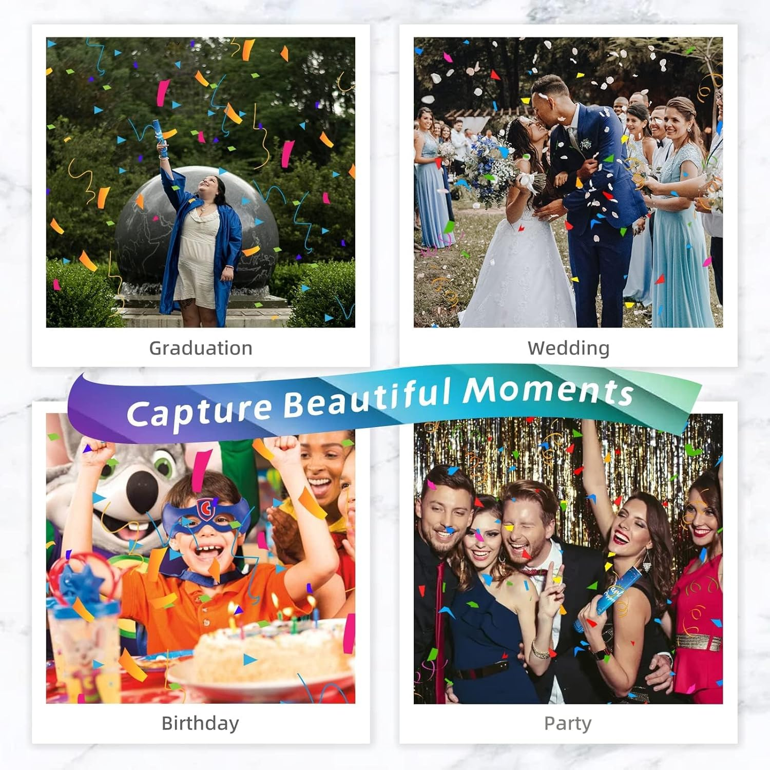 Biodegradable Confetti Cannon 6 Pack Multicolor Confetti Poppers 12 Inch Party Poppers Shooters Paper Popper Cannon for Wedding Birthday Graduation Decorations 2025 New Year'S Eve and Any Celebrations - Gold-6Pcs image number 2