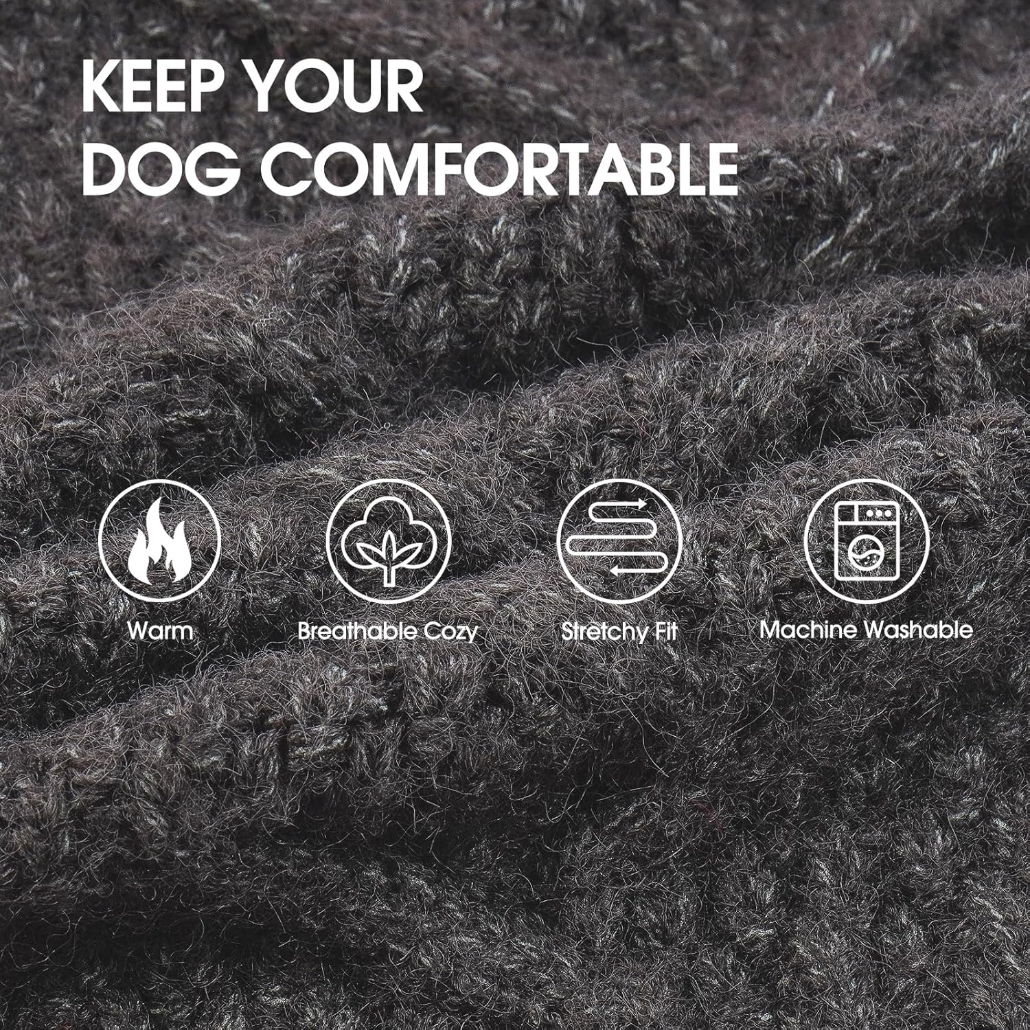 Iecoii Dog Sweater,Dog Sweaters for Medium Dogs Girl and Boy,Thermal Knitted Dog Christmas Sweater for Cold Weather,Small Medium Dog Sweaters for Christmas Outfits,Pug,Dachshund Sweaters,Darkgrey-Xl image number 3