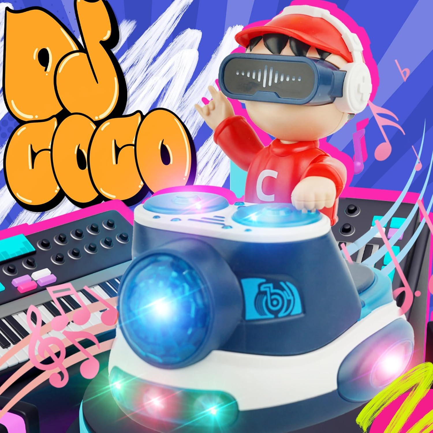 Musical Toys for Baby Crawling, Infant Tummy Time Toys for Toddler, Jazz Drums Early Educational Kids Music Sensory Toys Christmas Birthday Gift for Boys and Girls (DJ Blue) - Dj Yellow image number 5