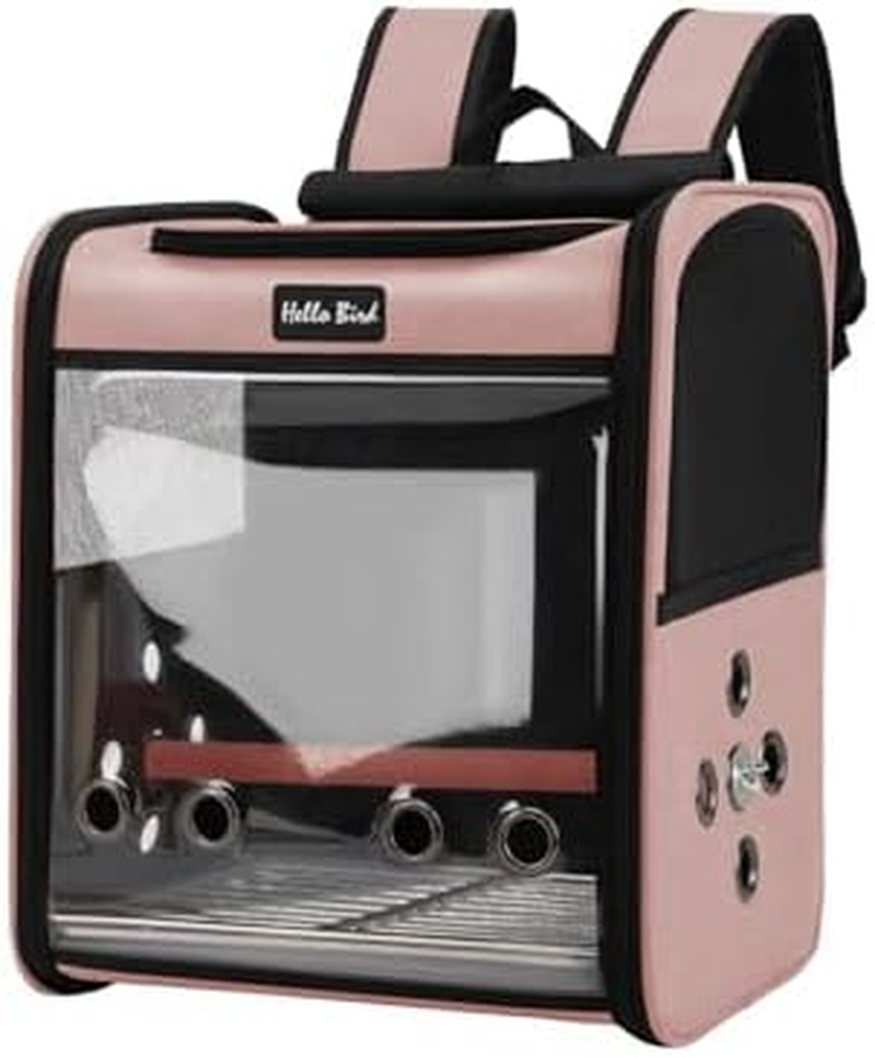 Bird Carrier Bag for Cockatiel,Backpack with Stand, Portable Vet Visit Bag,Easy Cleaning,Bird Travel Backpack,Pet Travel Cage, Pink (Pink) image number 2