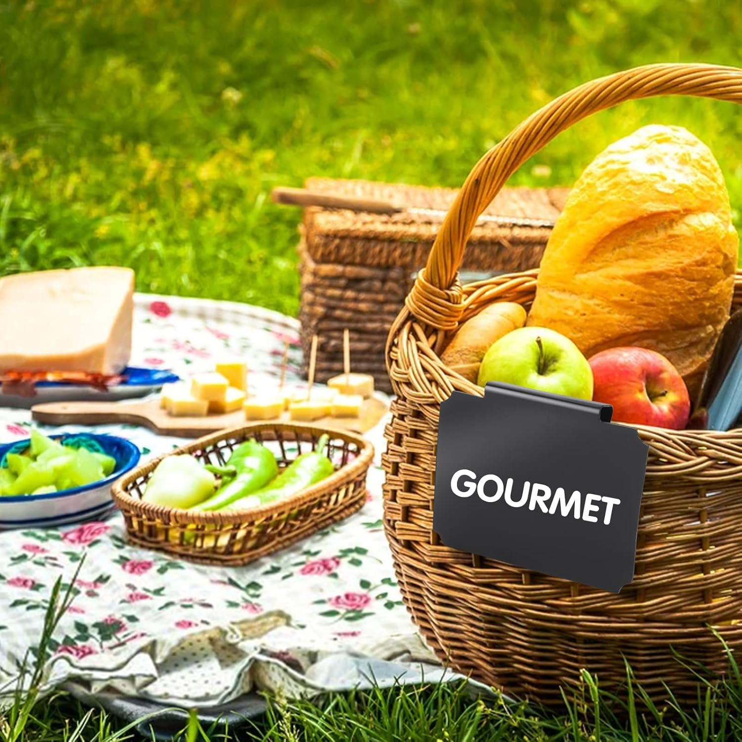 12 Pieces Basket Labels Clip on Set, Include 10 Pcs Kitchen Clip Label Holder Removable Pantry Basket Labels with 2 Pieces White Chalk Marker for Storage Bins Organization Box (Black) image number 3