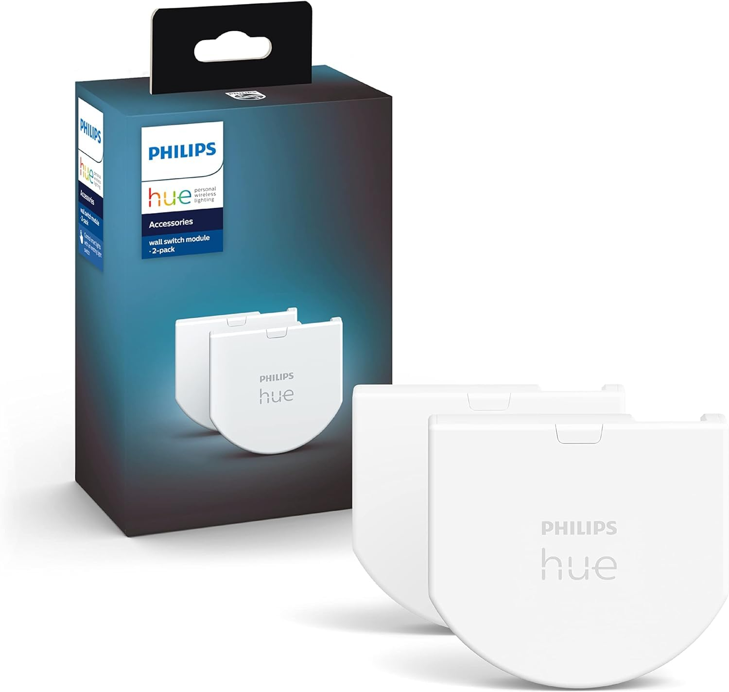 Philips Hue Wall Switch Module Twin Pack Allows Continuous Accessibility of Hue Lamps, Installation behind Existing Wall Switches - Pack of 2 - White image number 2