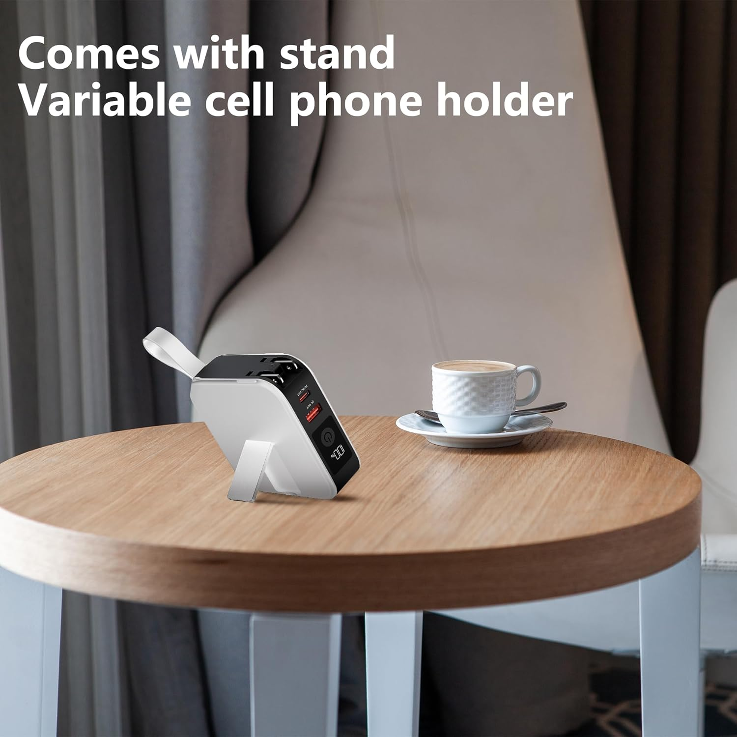 10000Mah 20W Universal 4 in 1 Travel Power Bank Wireless - for Magsafe Battery Pack, Power Pack with Built in Cable - Portable Fast Charging Adapter for Iphone 15/14/13/12 Series, Samsung (White) image number 6