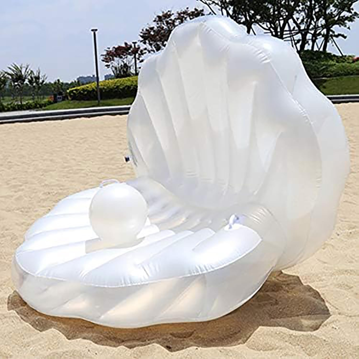 Inflatable Seashell Pool Float, Blow up Giant Clam Floatie with Pearl Ball, Shell Pool Floating Ride on Raft Chair for Swimming Pool Summer Beach Party for Adults（140Cm X 105Cm X 118Cm） image number 6