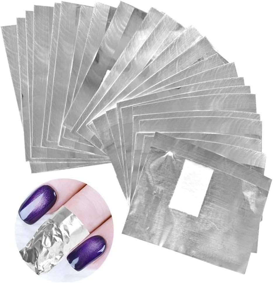 Poemtian 500Pcs Nail Foil Wraps Remover, Nail Polish Remover Wrap, Gel Nail Polish Remover Foil Wraps with Pre-Attached Lint-Free Cotton Pads image number 1
