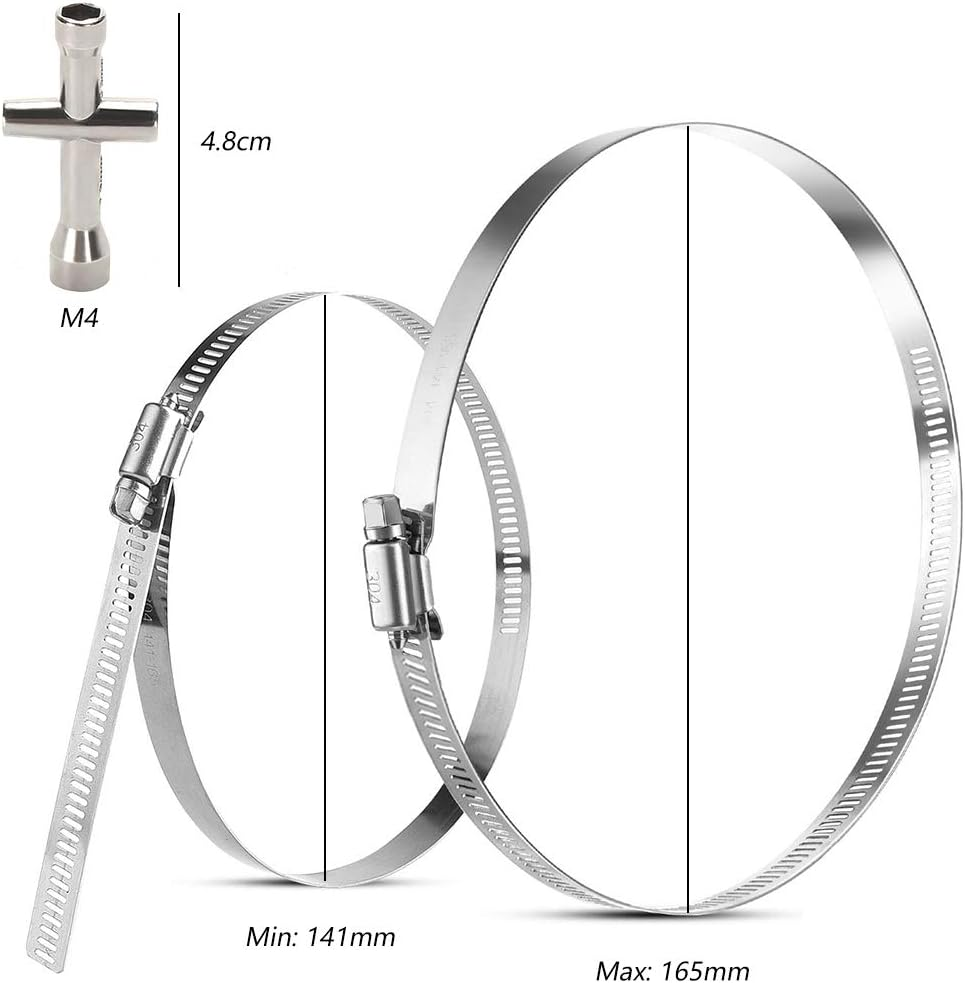 6 Inch Hose Clamps, Pipe Clamps, Adjustable, Hose Pipe Clamps 150 Mm, Adjustable Worm Drive Hose Clamp, 304 Stainless Steel Duct Clamps for Attaching Pipes image number 6