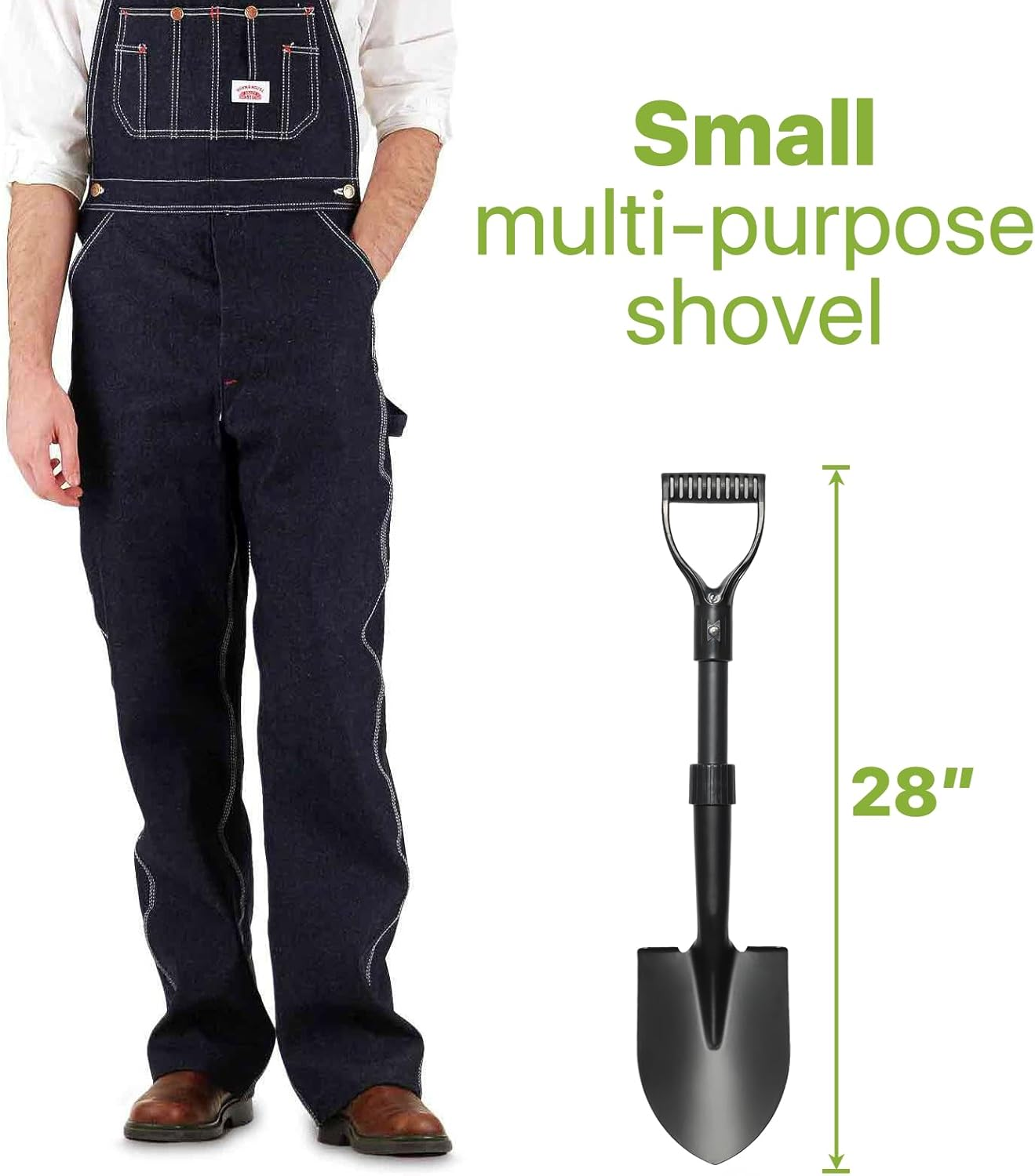 GSBLUNIE 28" Small Shovel, Heavy Duty with D Handle, Pointed Spade, Fiberglass Shaft, Black image number 6